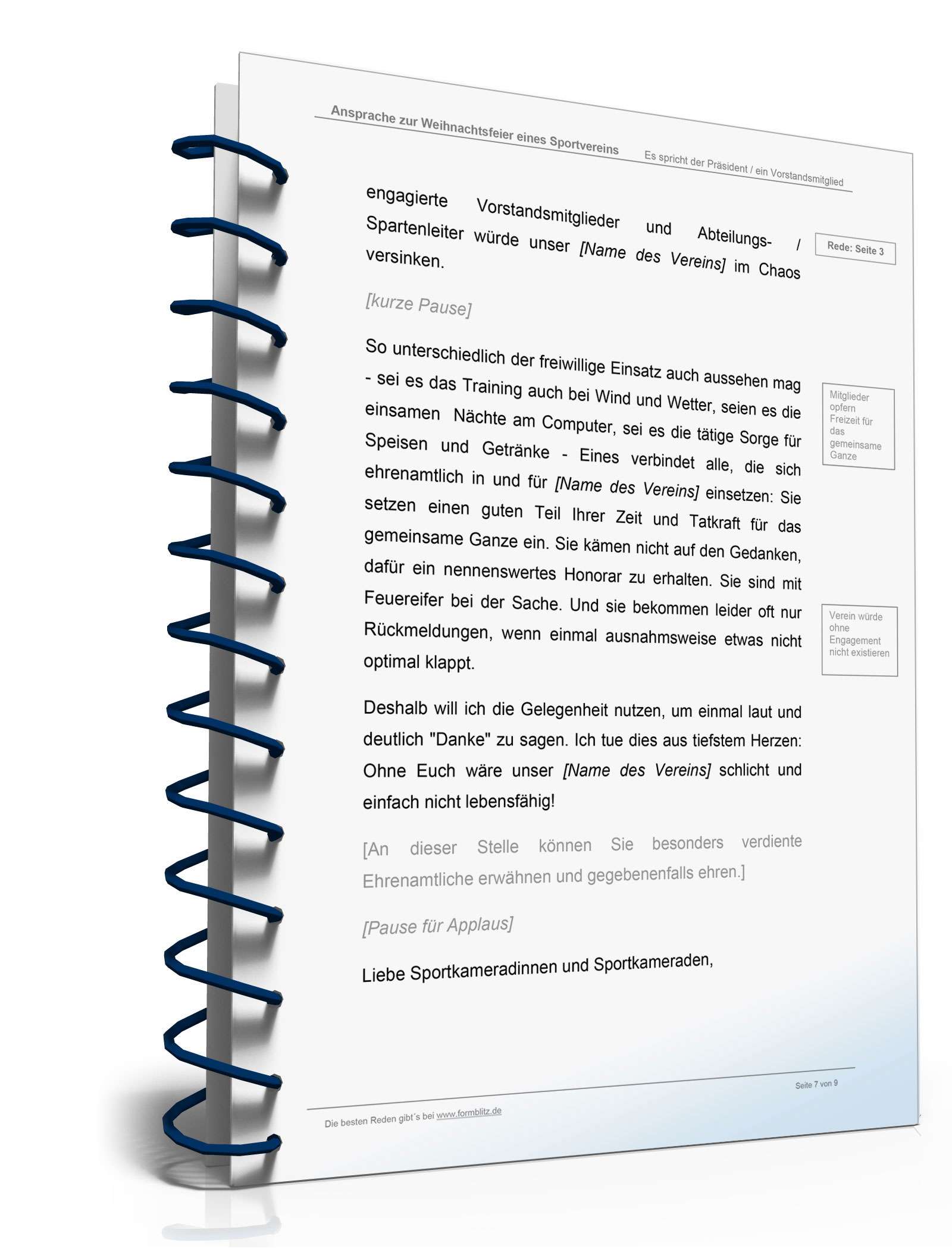 Rede Weihnachtsfeier im Sportverein Word. Seite: 7
