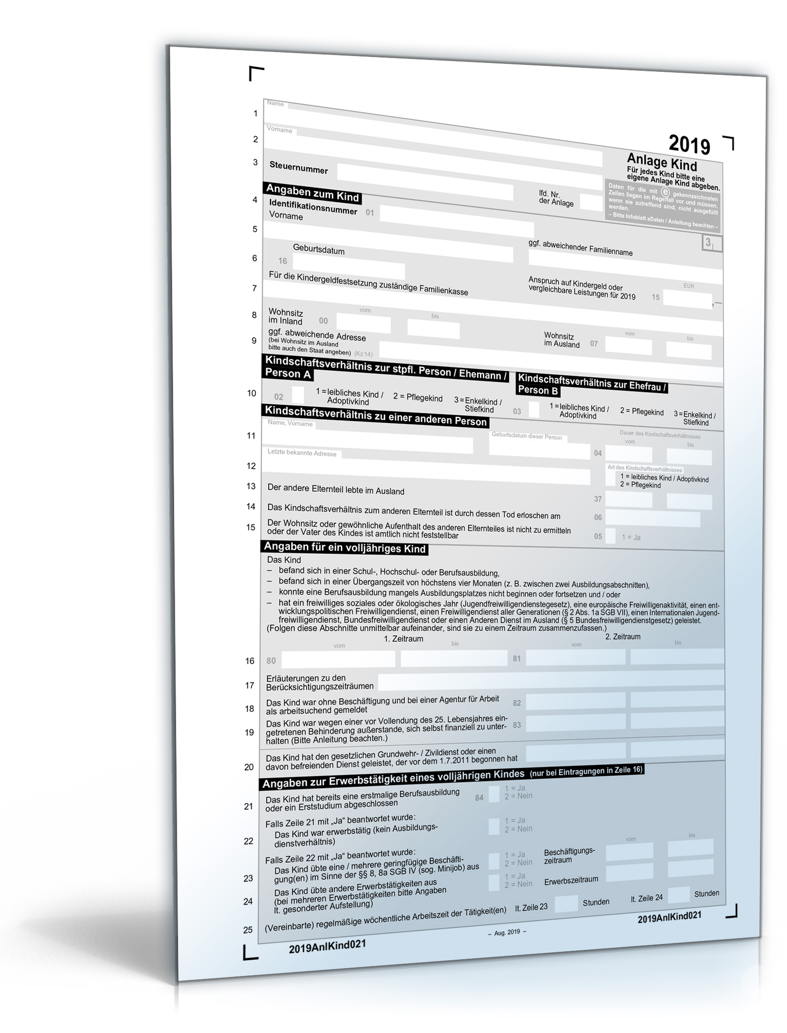 Anlage Kind 2019 PDF