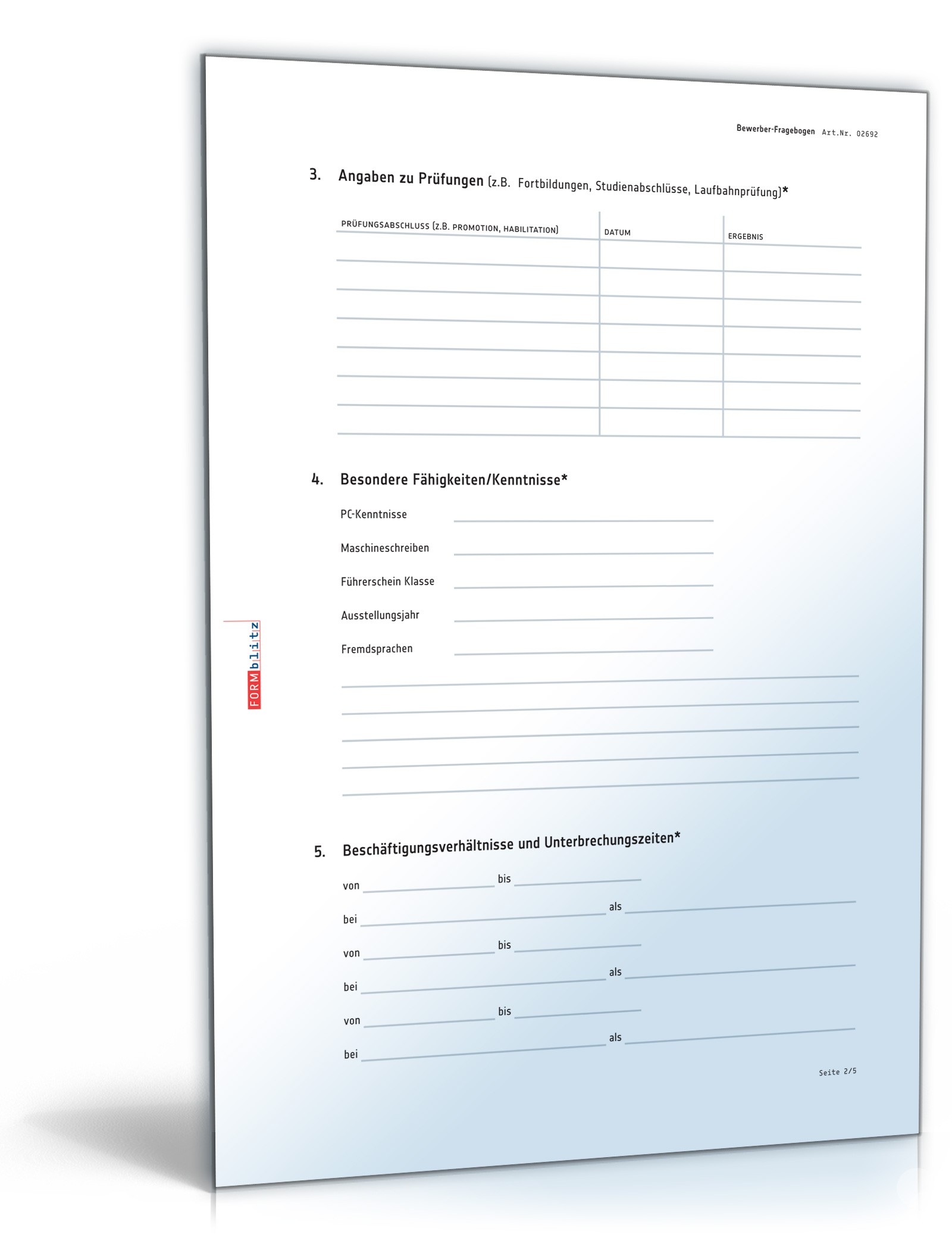 Fragebogen Bewerber PDF. Seite: 2