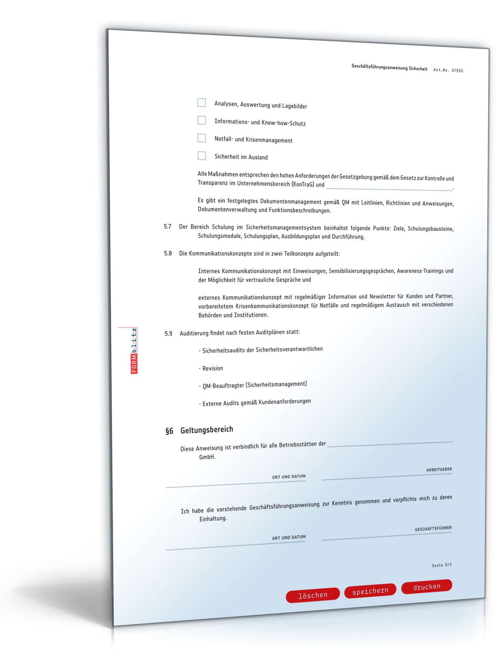 Geschäftsführungsanweisung Unternehmenssicherheit PDF. Seite: 5