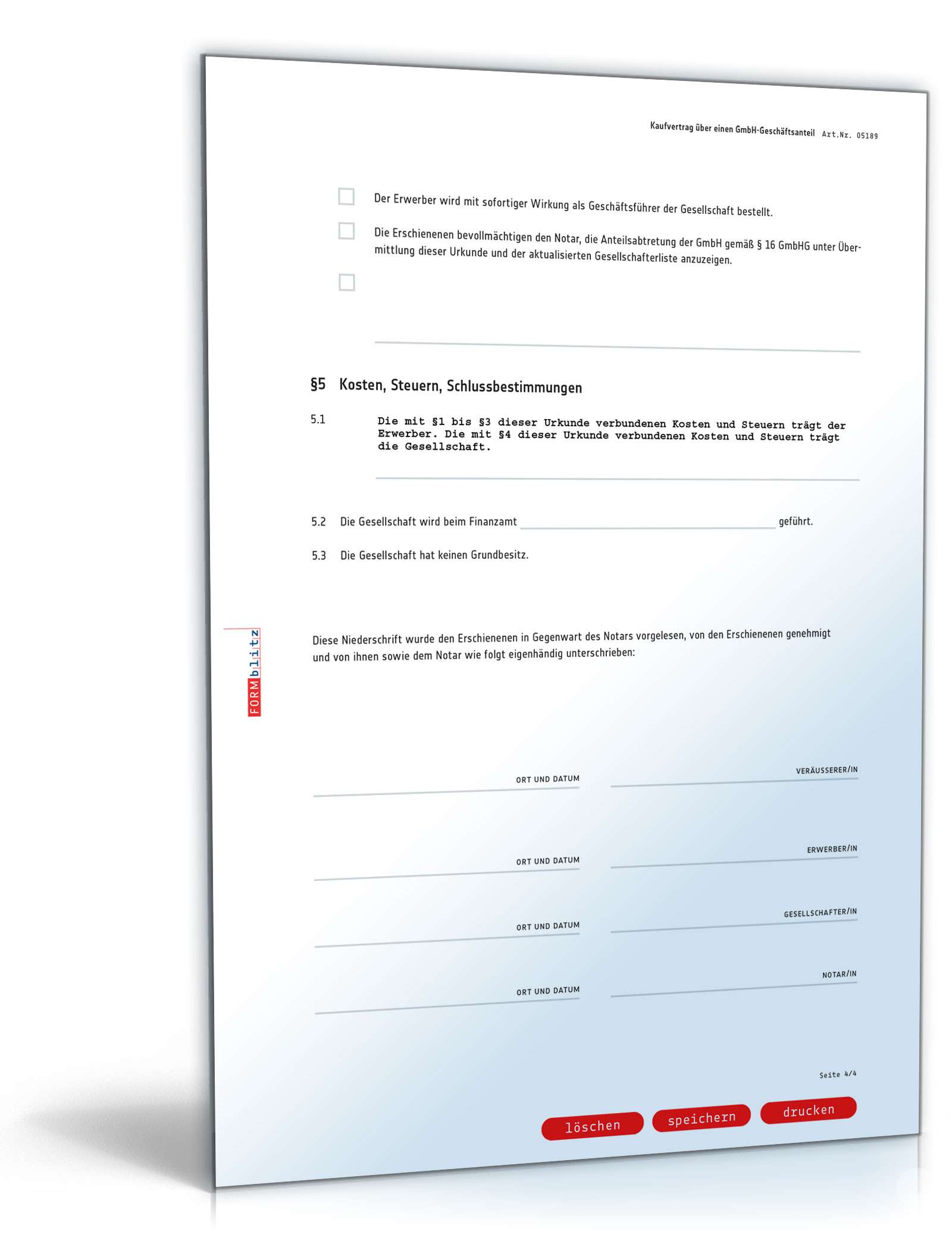 Kaufvertrag GmbH-Geschäftsanteil PDF. Seite: 4