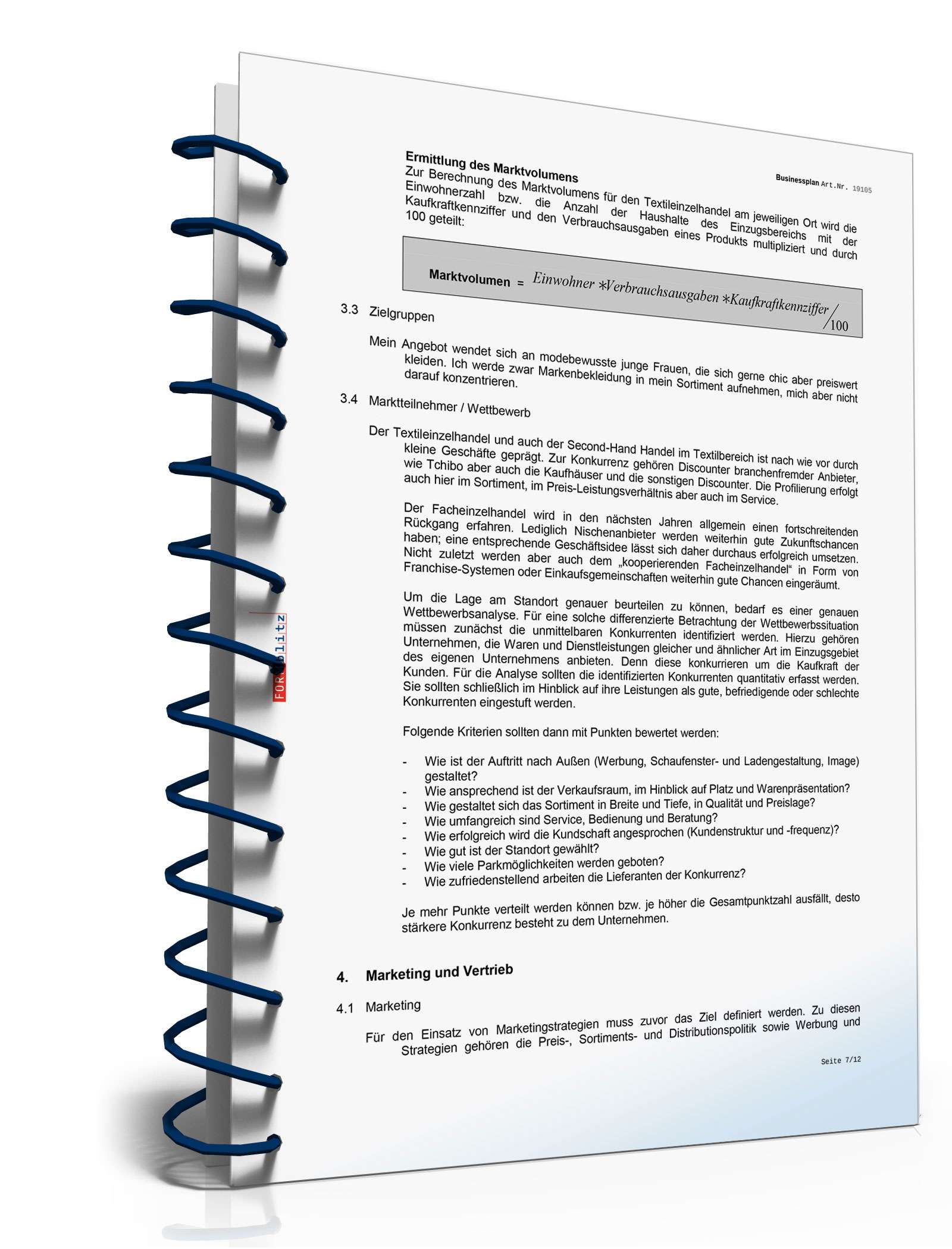 Businessplan Second-Hand-Laden Excel. Seite: 10