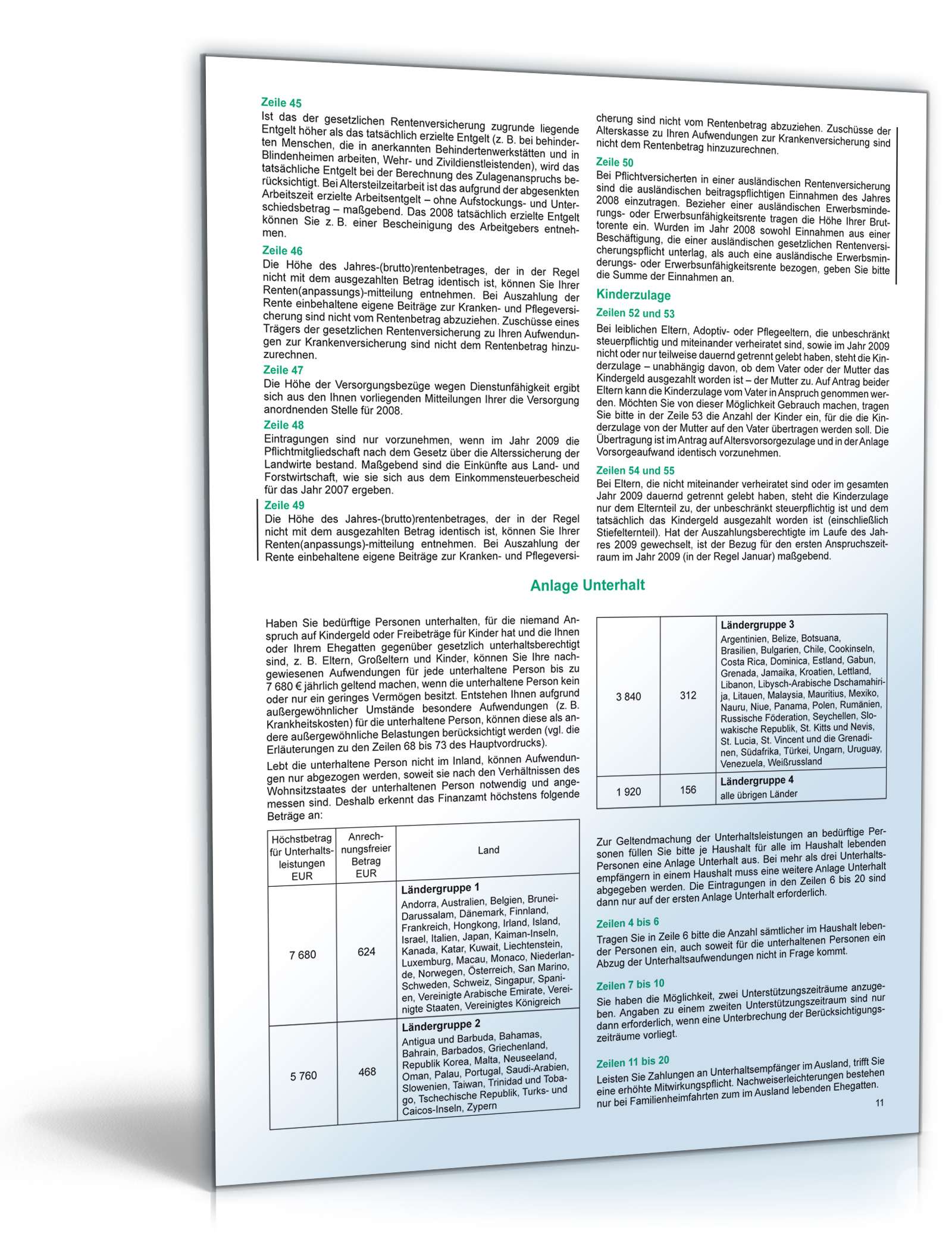 Anleitung zur Einkommensteuererklärung 2009 PDF. Seite: 11