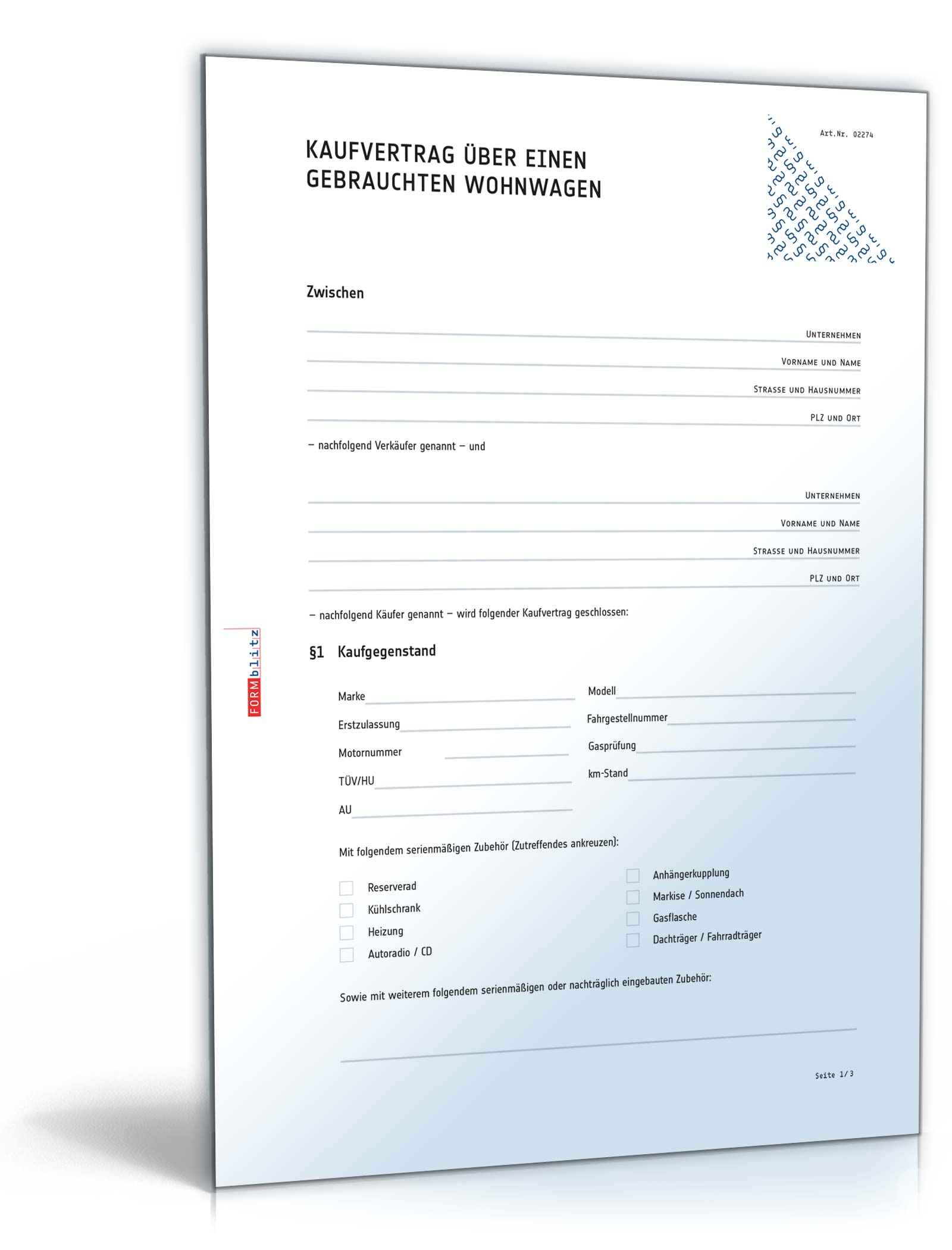 Kaufvertrag Wohnwagen PDF