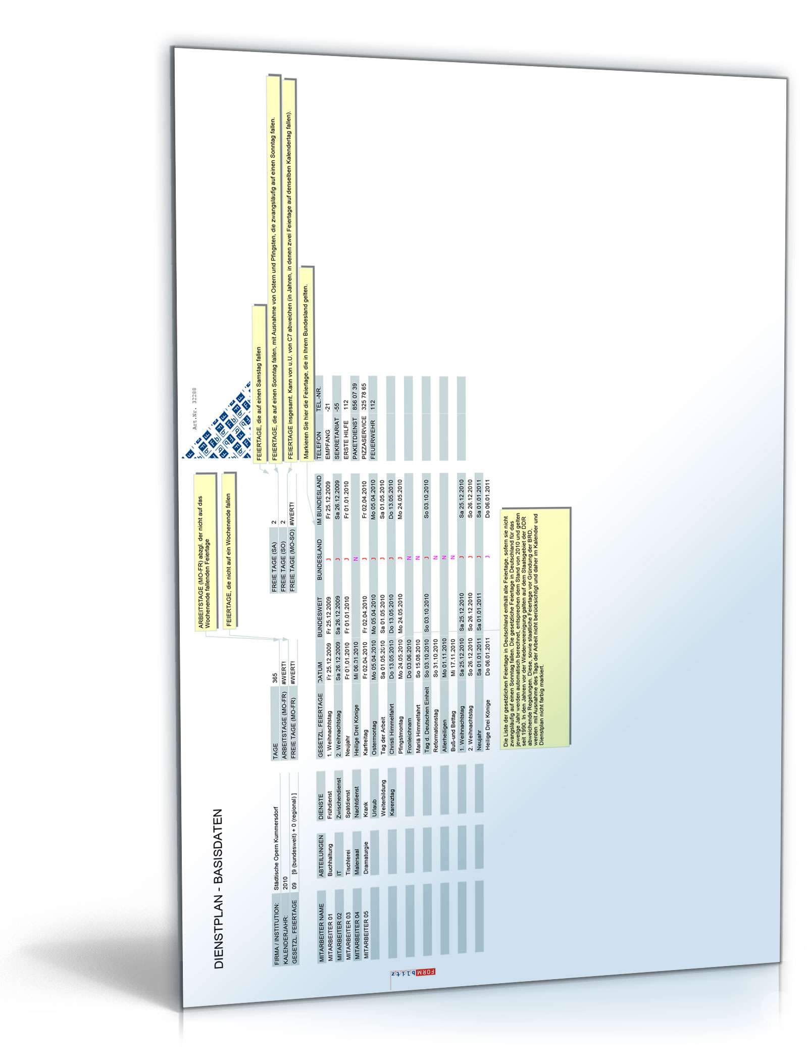 Dienstplan mit ewigem Kalender Excel. Seite: 2