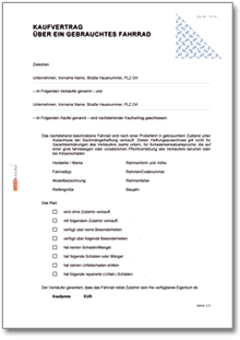Kaufvertrag Fahrrad Word