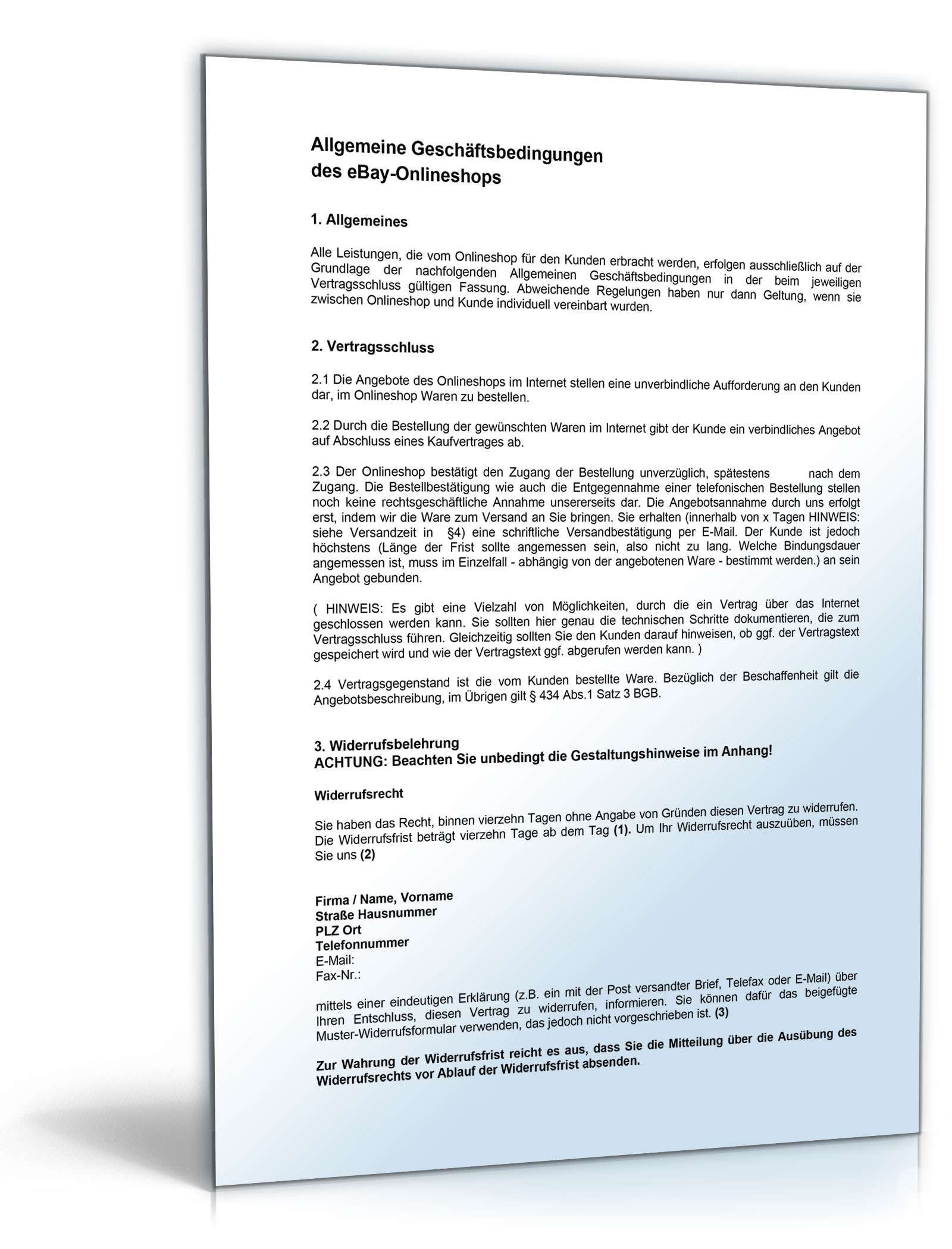 AGB Online-Shop Elektronik und Technik Word