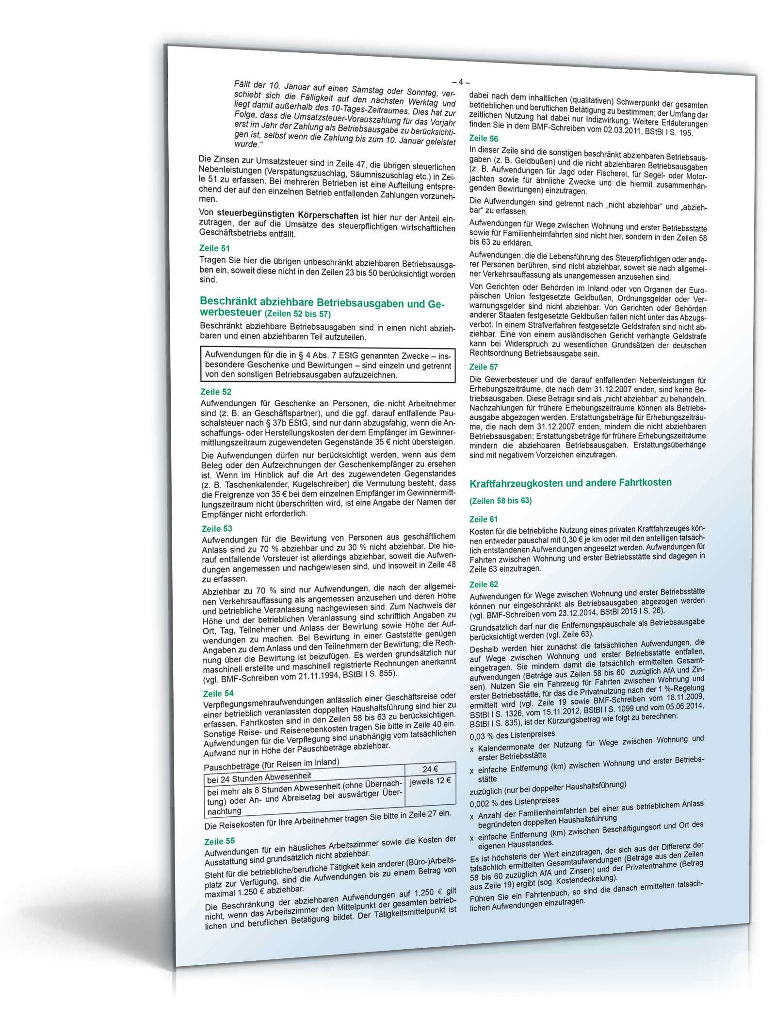 Anleitung für Anlage EÜR 2015 PDF. Seite: 4