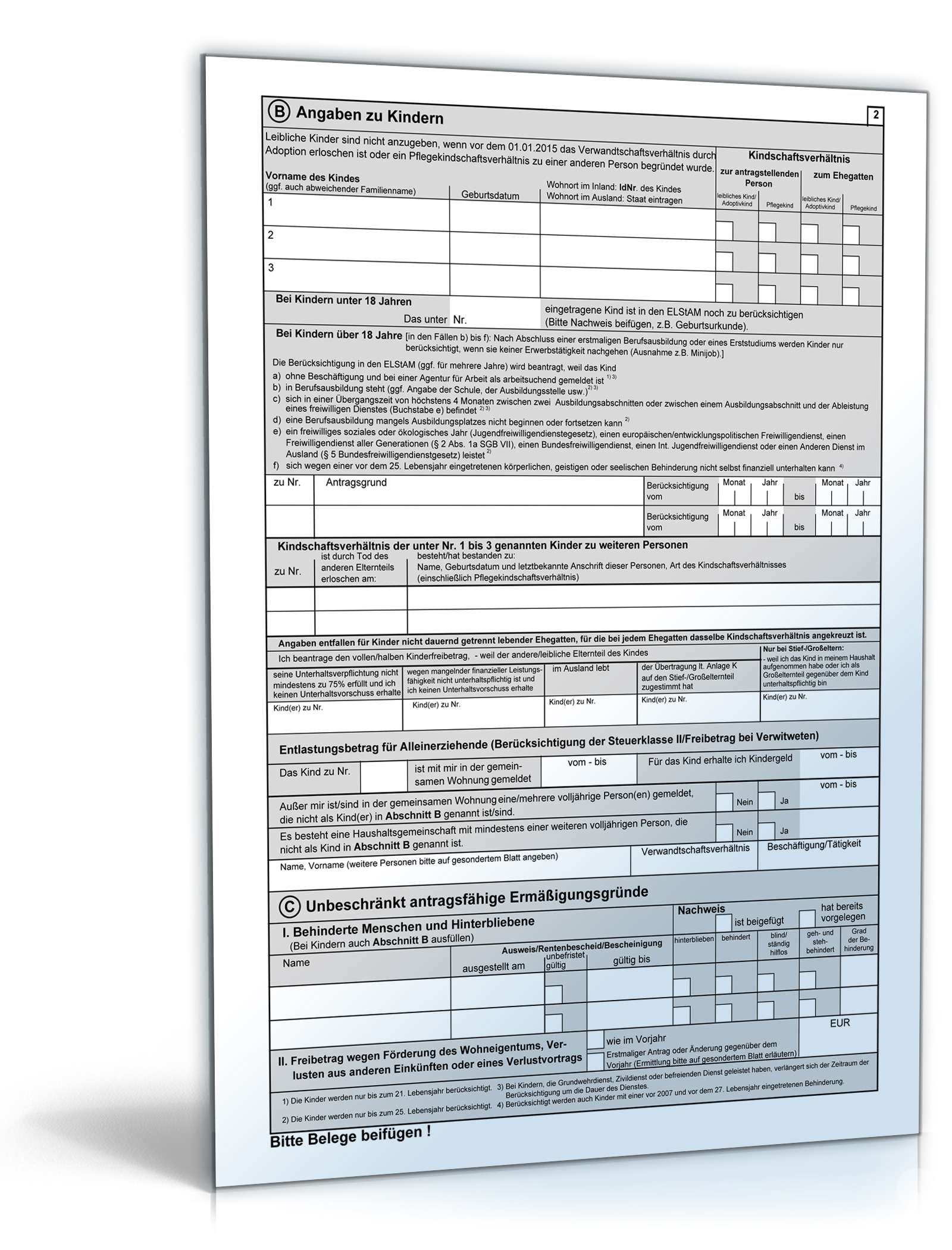 Antrag auf Lohnsteuer-Ermäßigung 2015 PDF. Seite: 2