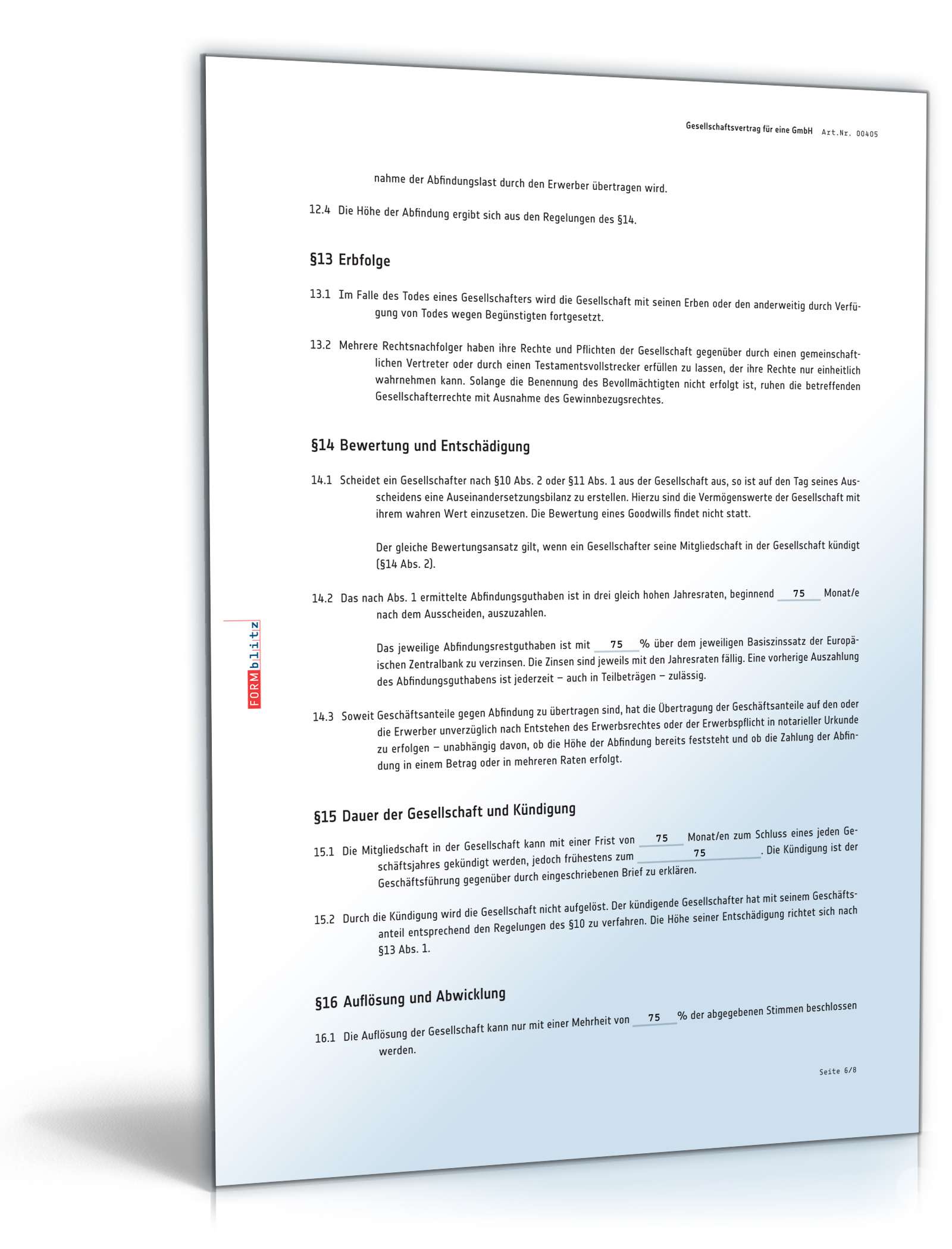 GmbH-Gesellschaftsvertrag PDF. Seite: 6