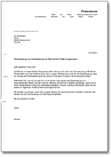 Informationen über Förderprogramm Word