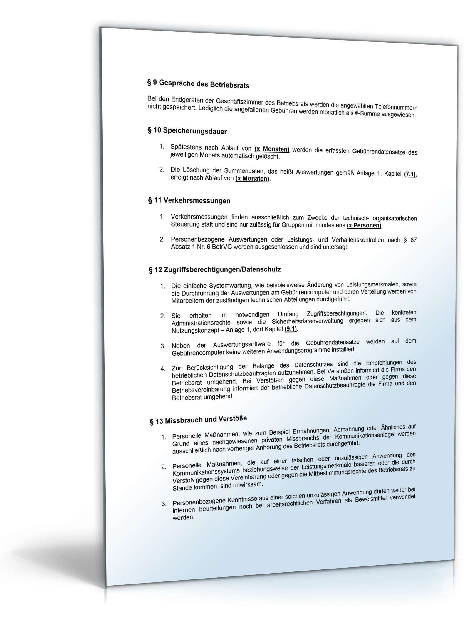 Betriebsvereinbarung Telekommunikationssystem PDF. Seite: 3