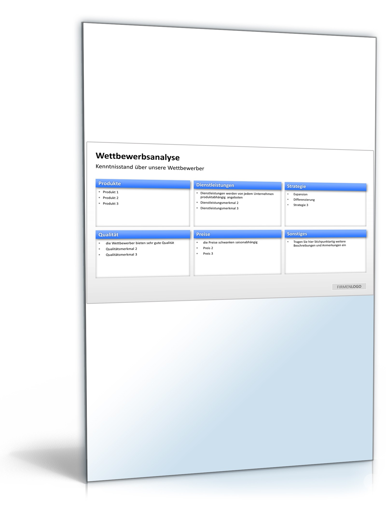 PowerPoint Präsentation Wettbewerbsanalyse Excel. Seite: 3