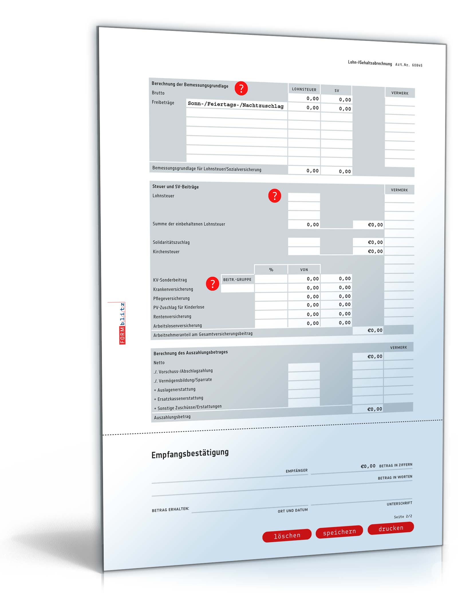 Lohn- & Gehaltsabrechnung 2018 mit Empfangsbestätigung PDF. Seite: 2