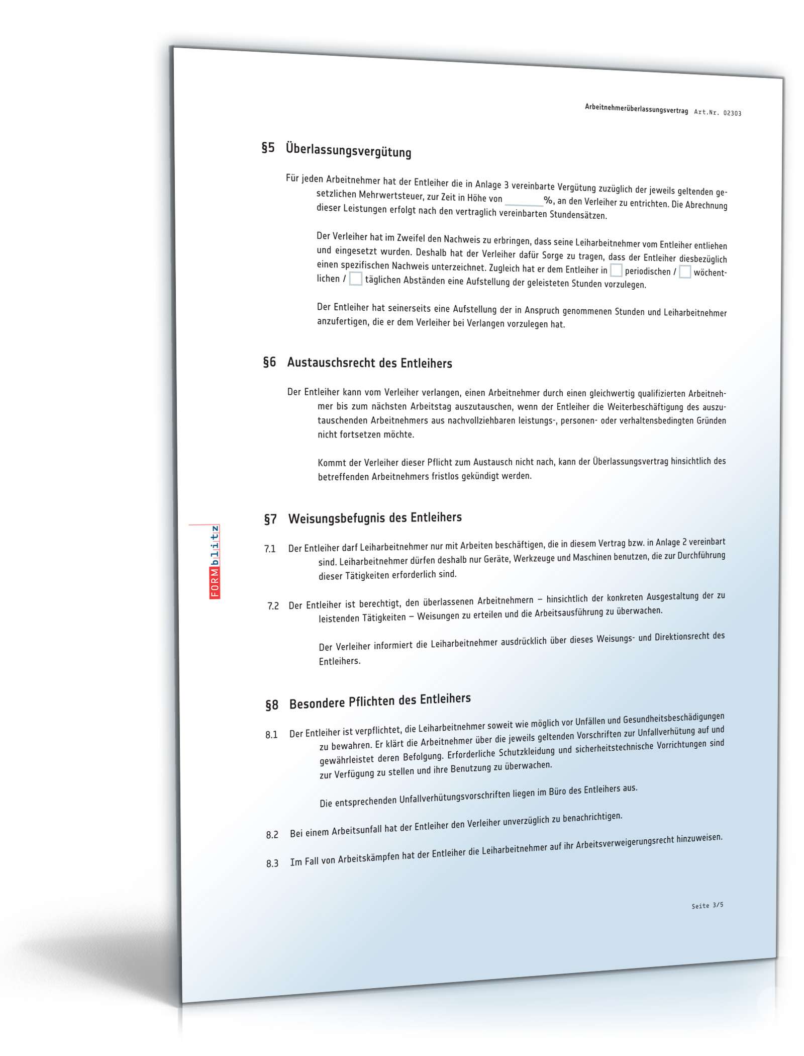 Arbeitnehmerüberlassungsvertrag PDF. Seite: 3