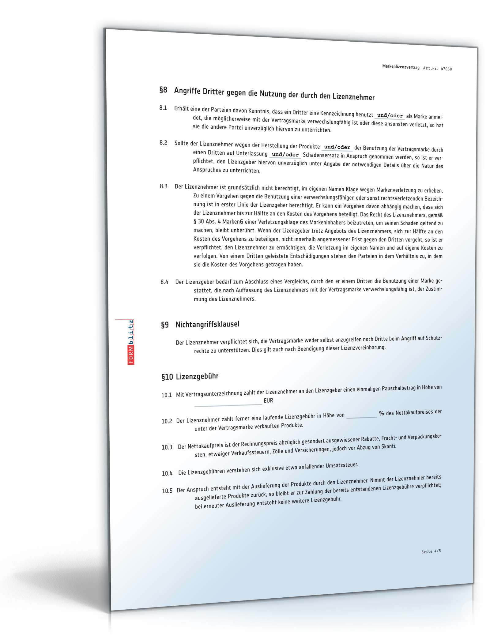 Markenlizenzvertrag  PDF. Seite: 4