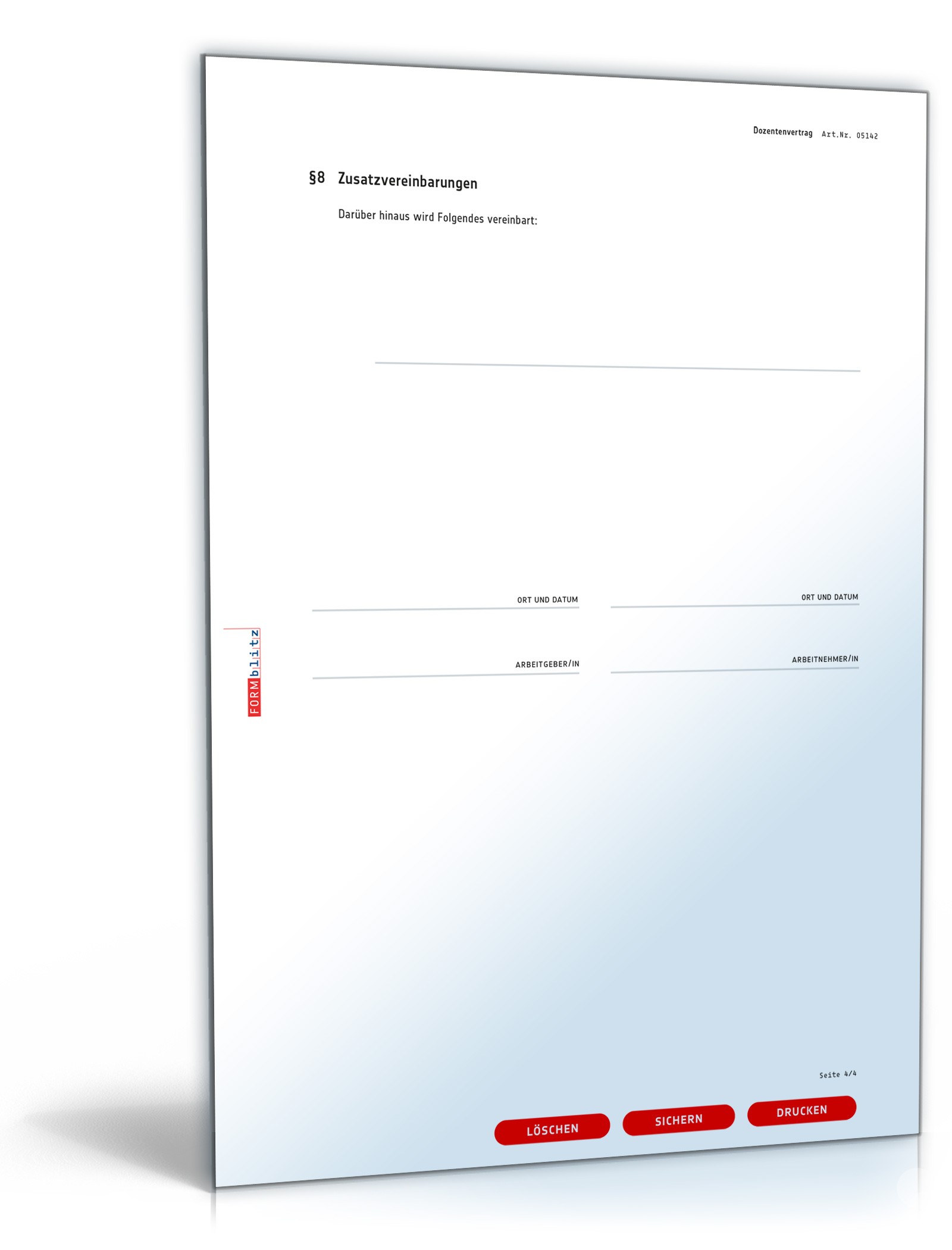Dozentenvertrag PDF. Seite: 4
