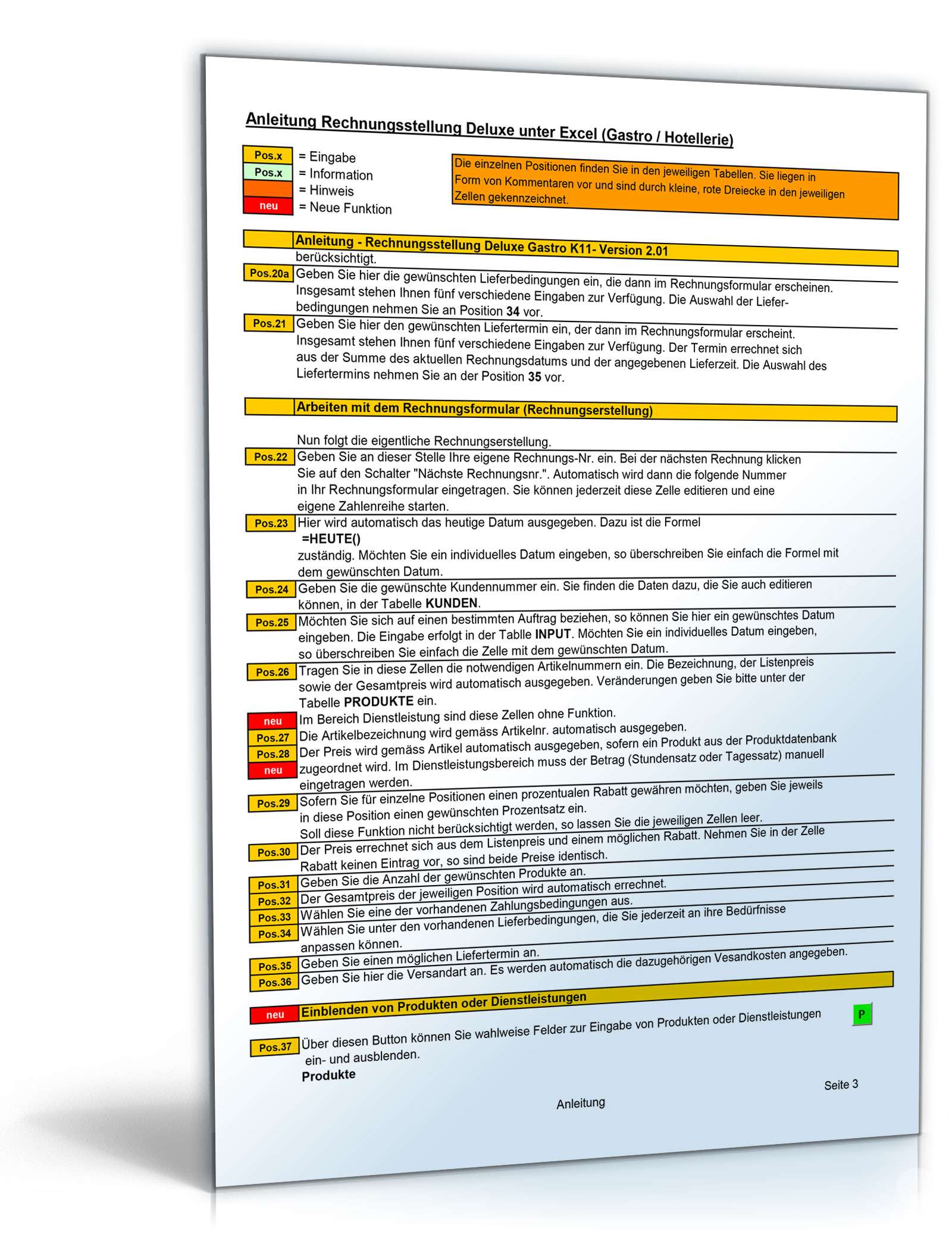 Rechnungsstellung Deluxe Gastronomie Excel. Seite: 4