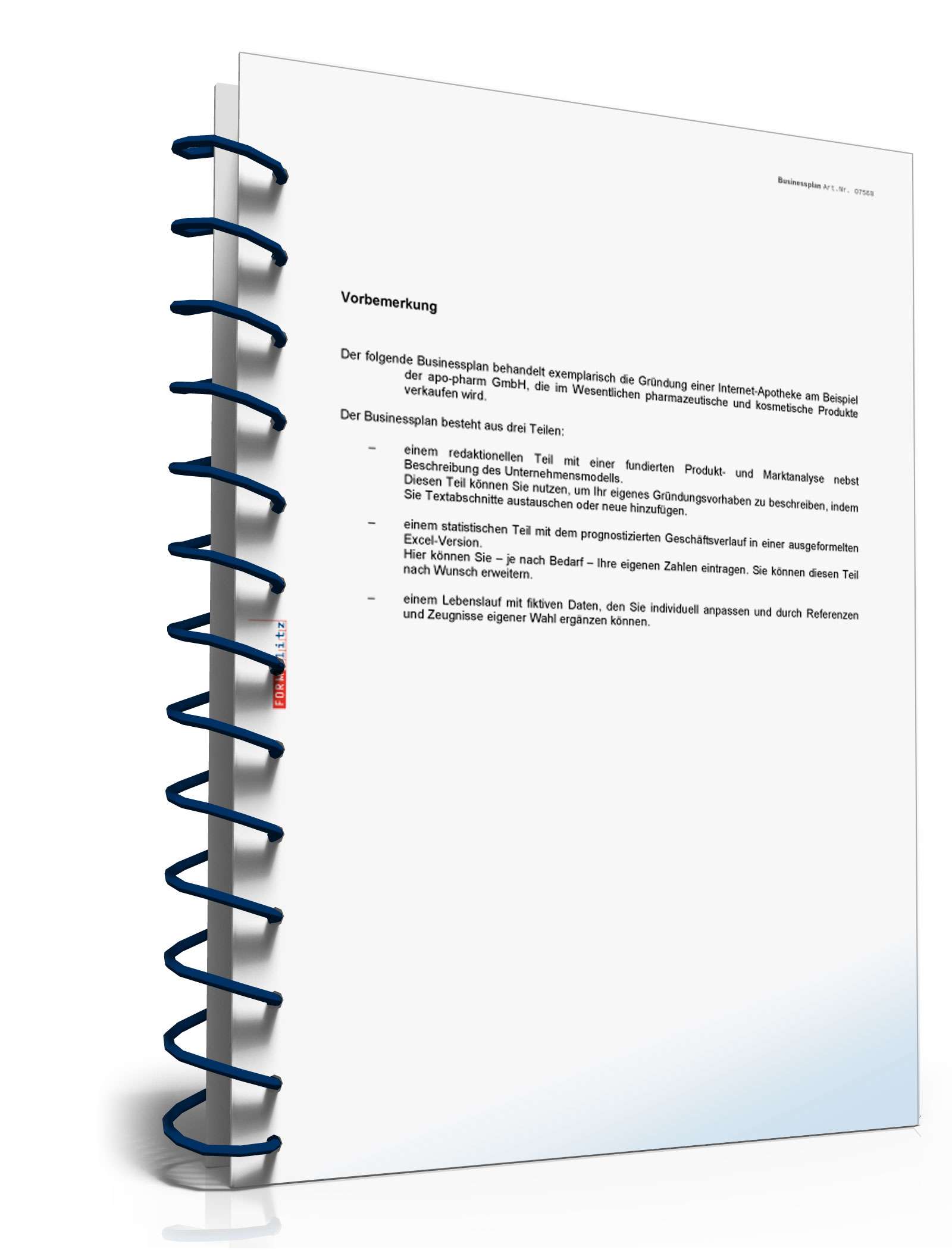Businessplan Internet-Apotheke Excel. Seite: 3
