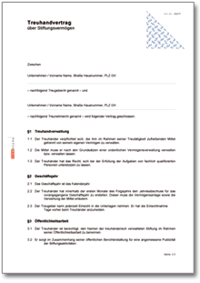 Treuhandvertrag Stiftungsvermögen Word