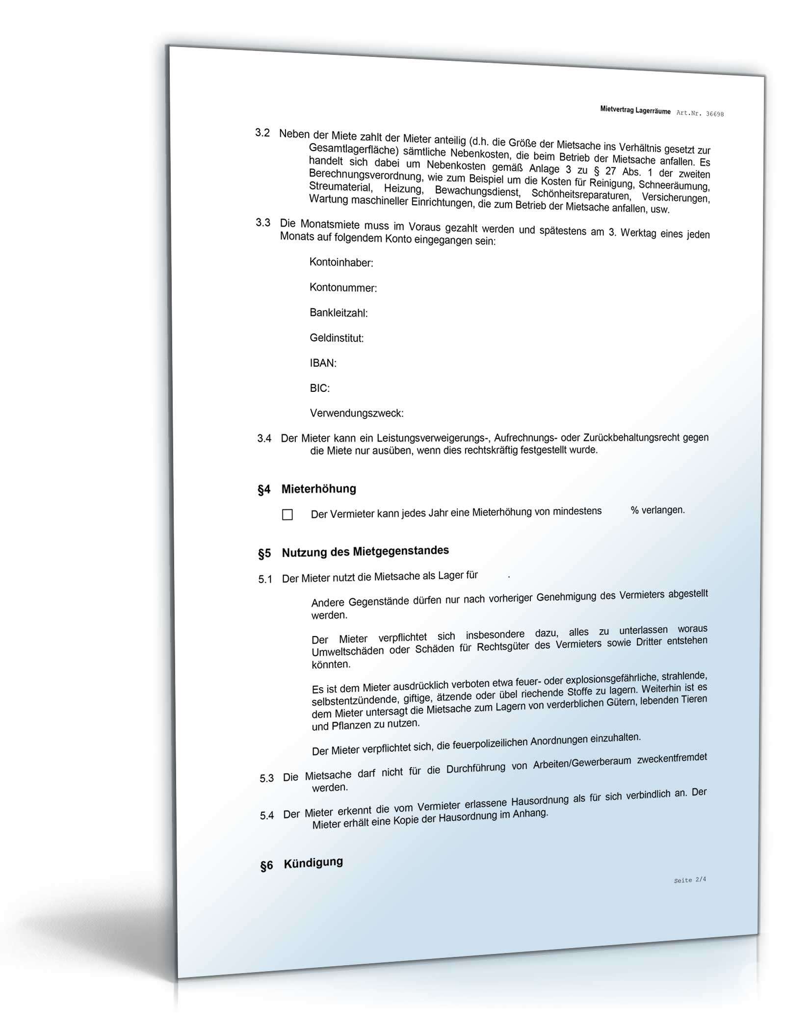 Mietvertrag Lagerraum Word. Seite: 2