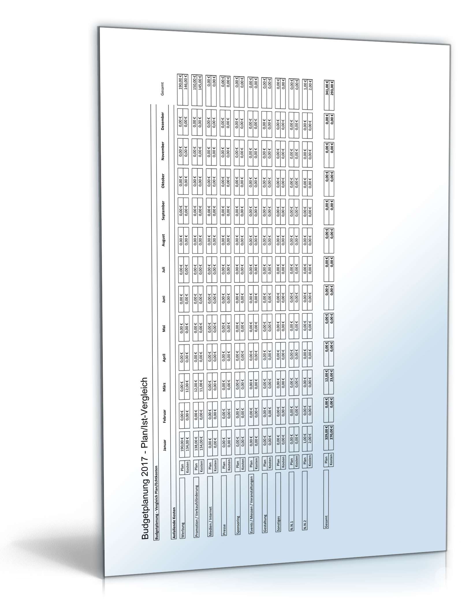 Budgetplanung Excel. Seite: 3