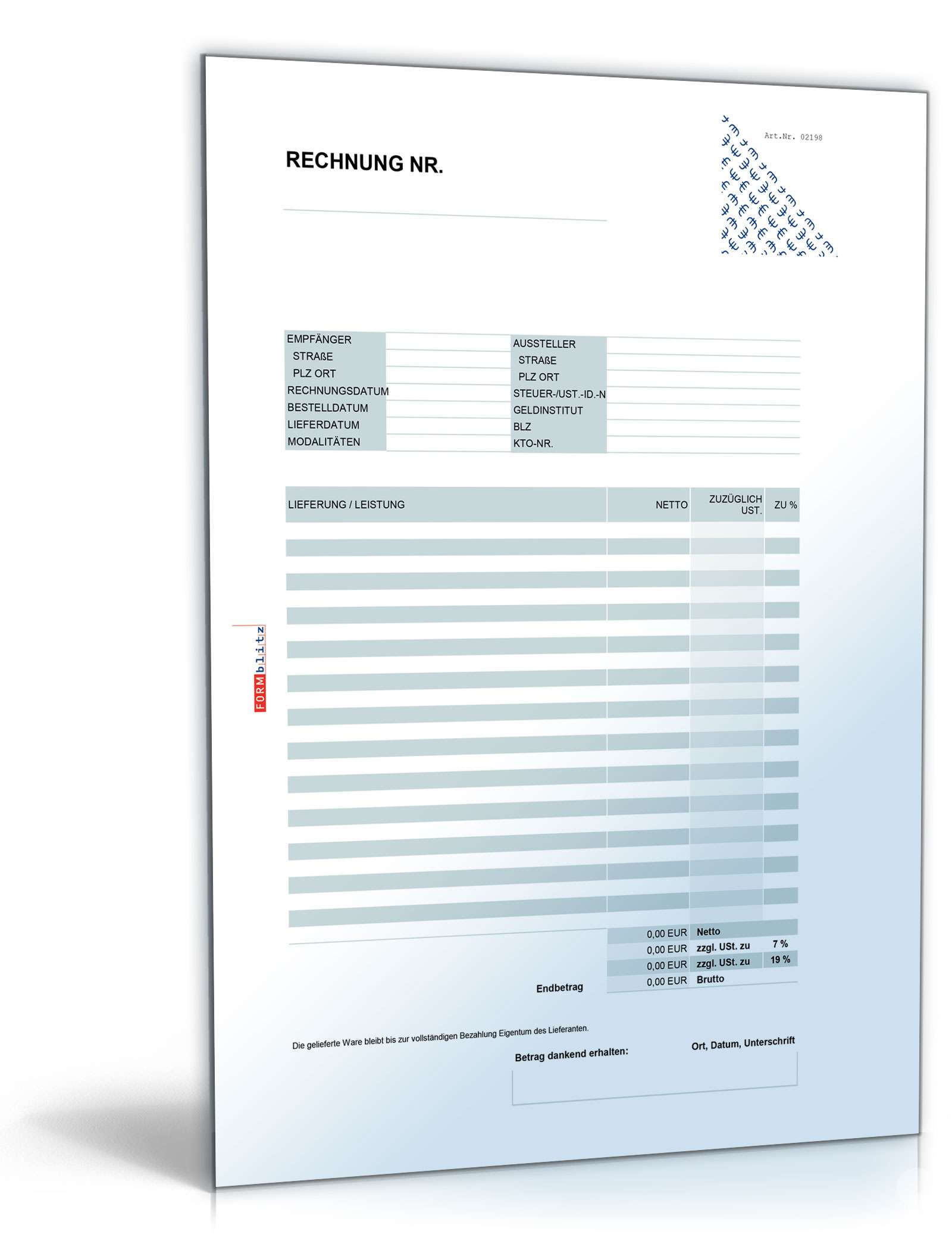 8 verschiedene Rechnungsvorlagen als Excel-Tabelle Excel. Seite: 6