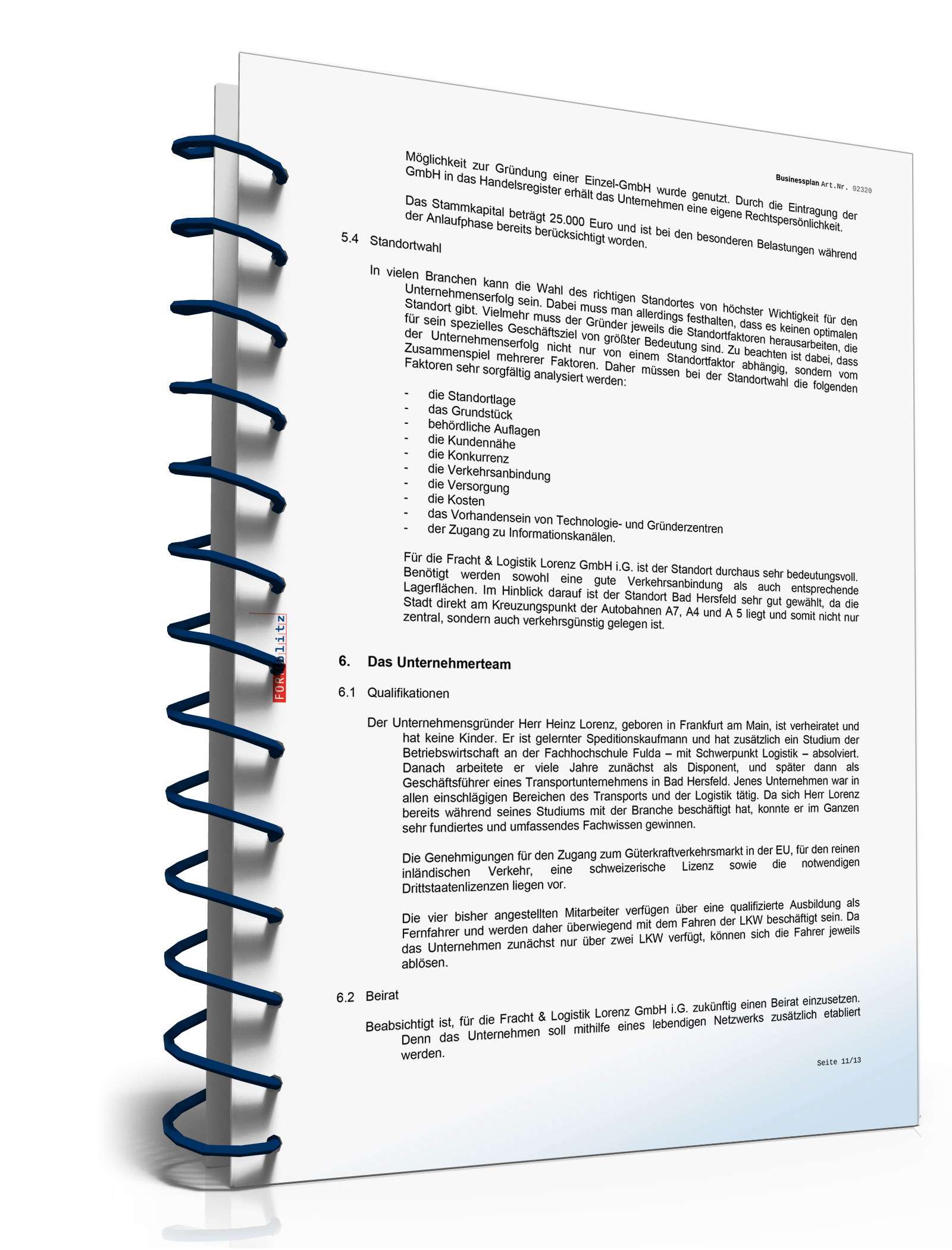 Businessplan Transport-Unternehmen Excel. Seite: 14