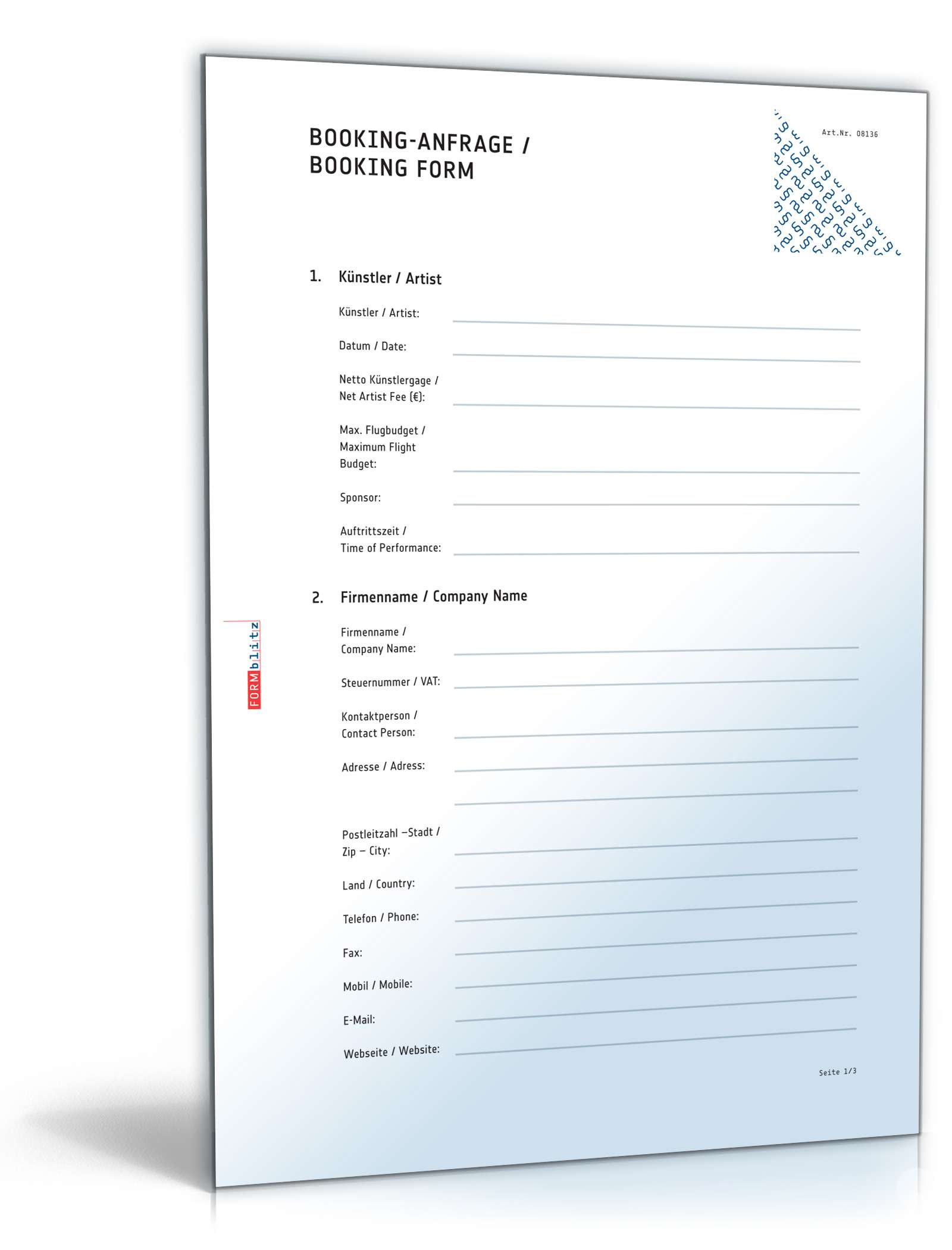 Booking-Anfrage Deutsch/Englisch PDF