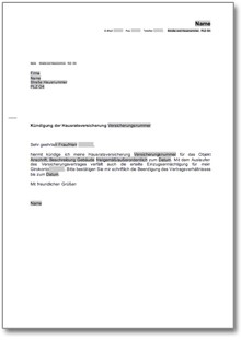 Kündigung Hausratsversicherung Word
