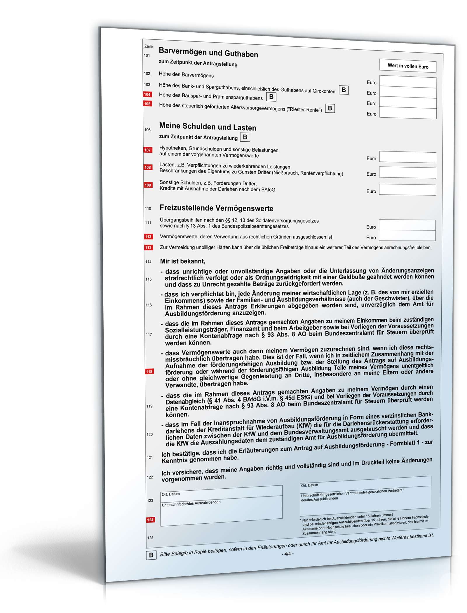 Antrag auf Ausbildungsförderung PDF. Seite: 4