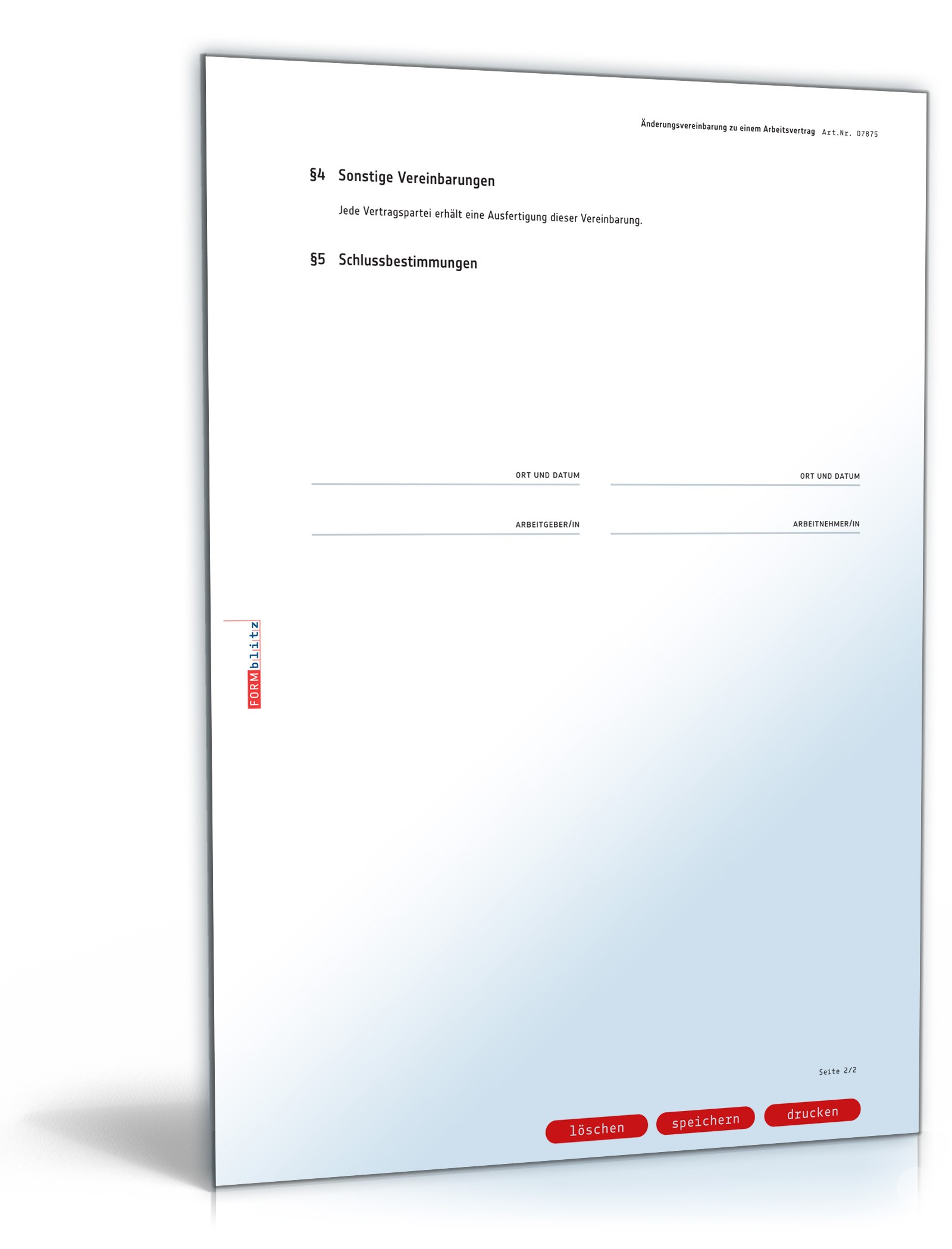 Änderungsvereinbarung Arbeitsvertrag PDF. Seite: 2