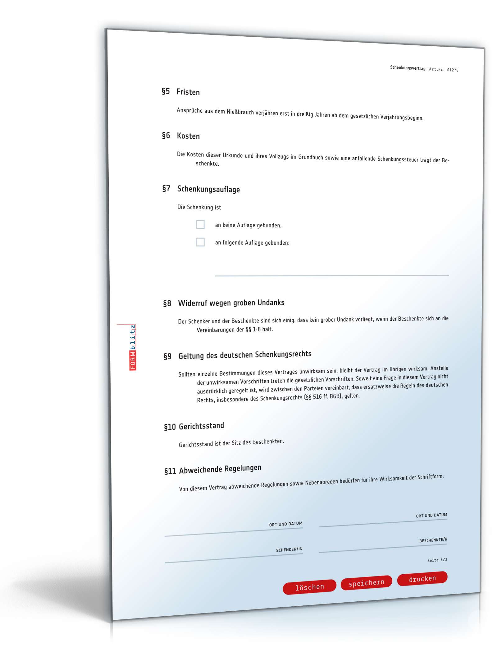 Schenkungsvertrag Grundstück mit Nießbrauch PDF. Seite: 3