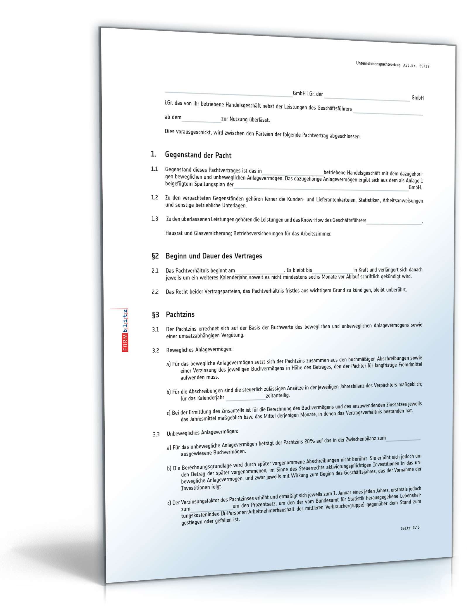 Unternehmenspachtvertrag PDF. Seite: 2