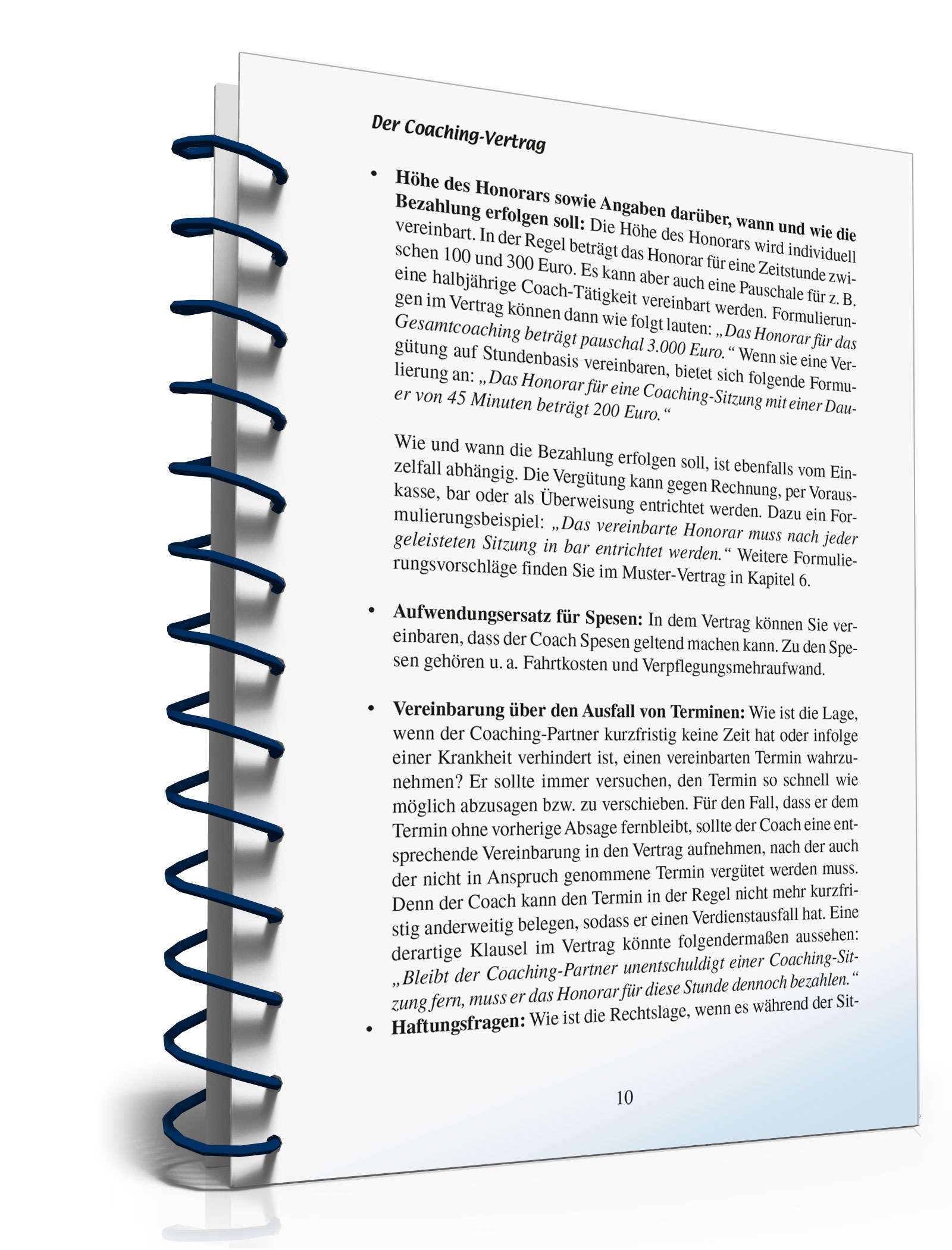 Coaching-Vertrag Ratgeber PDF. Seite: 10