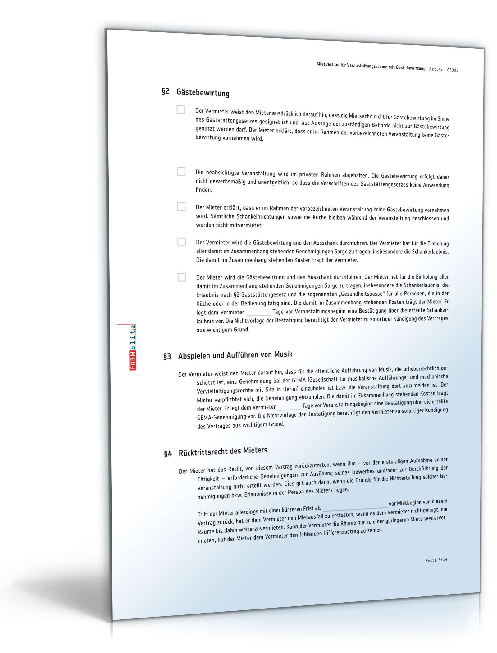 Mietvertrag Veranstaltungsraum PDF. Seite: 3