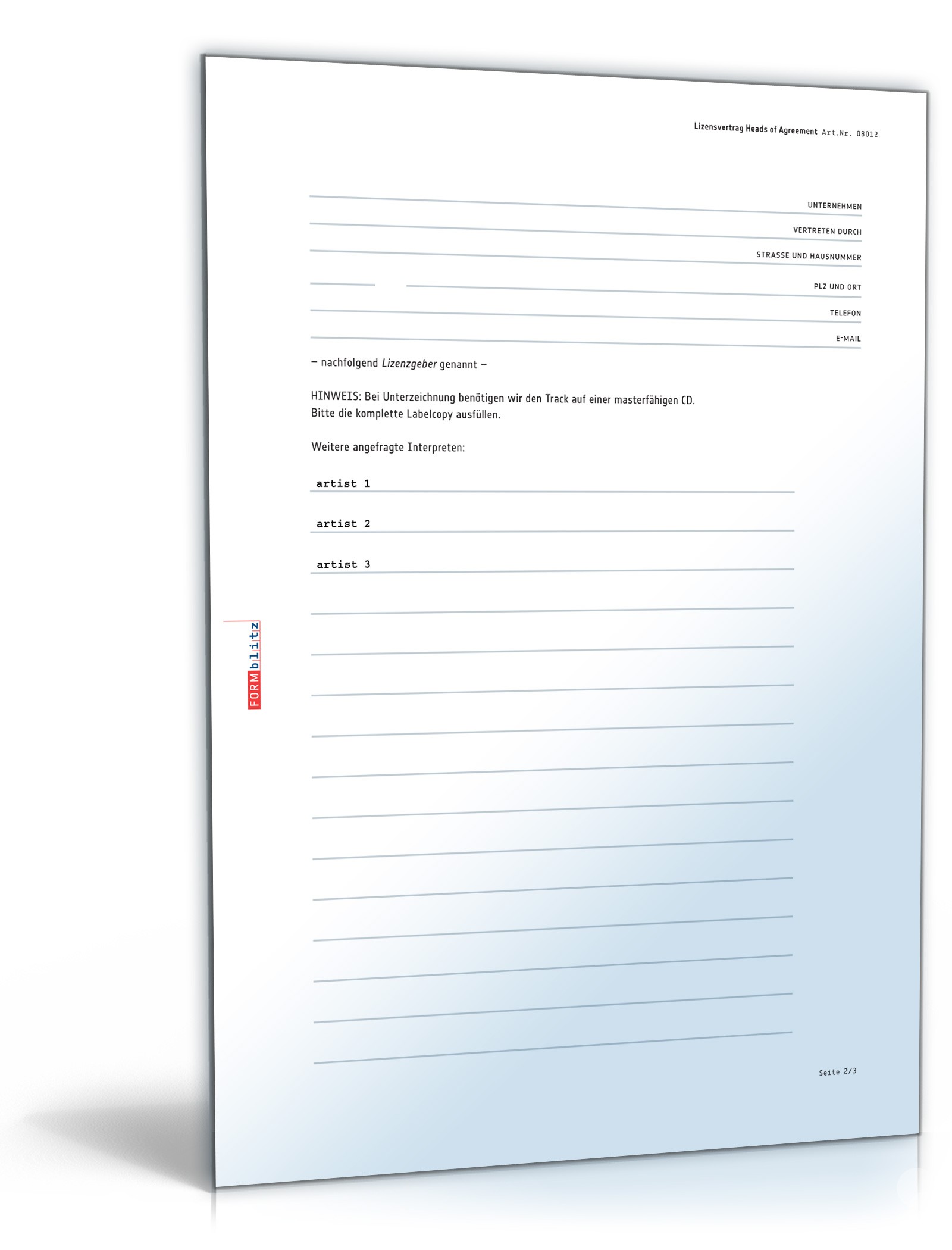 Lizenzanfrage mit Labelcopy PDF. Seite: 2