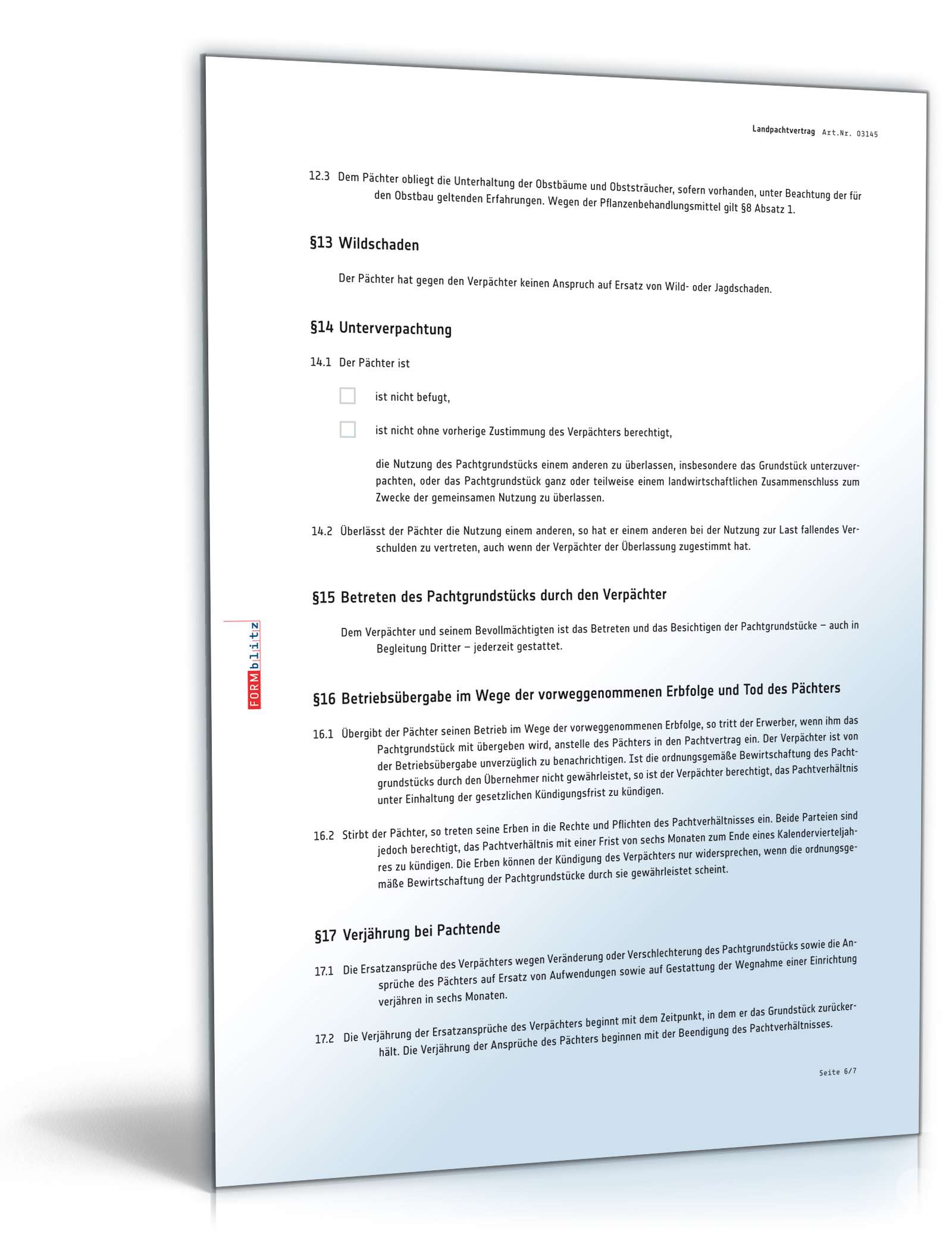 Landpachtvertrag PDF. Seite: 6