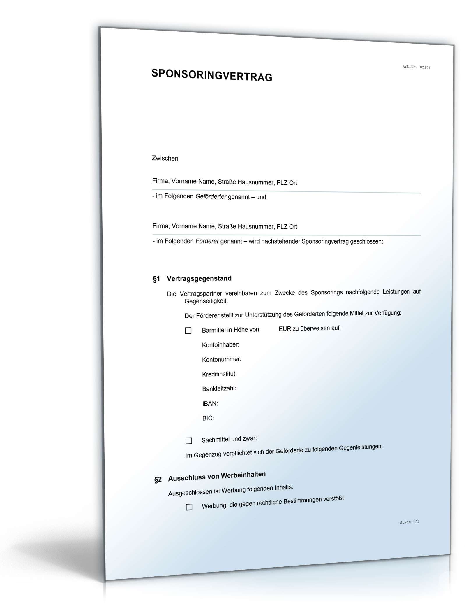 Sponsoringvertrag Word