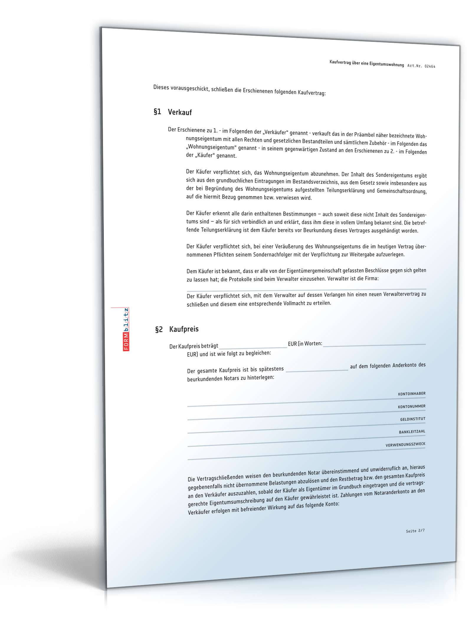 Kaufvertrag Eigentumswohnung PDF. Seite: 2