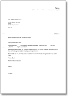 Anfrage wegen Jahresurlaub Word