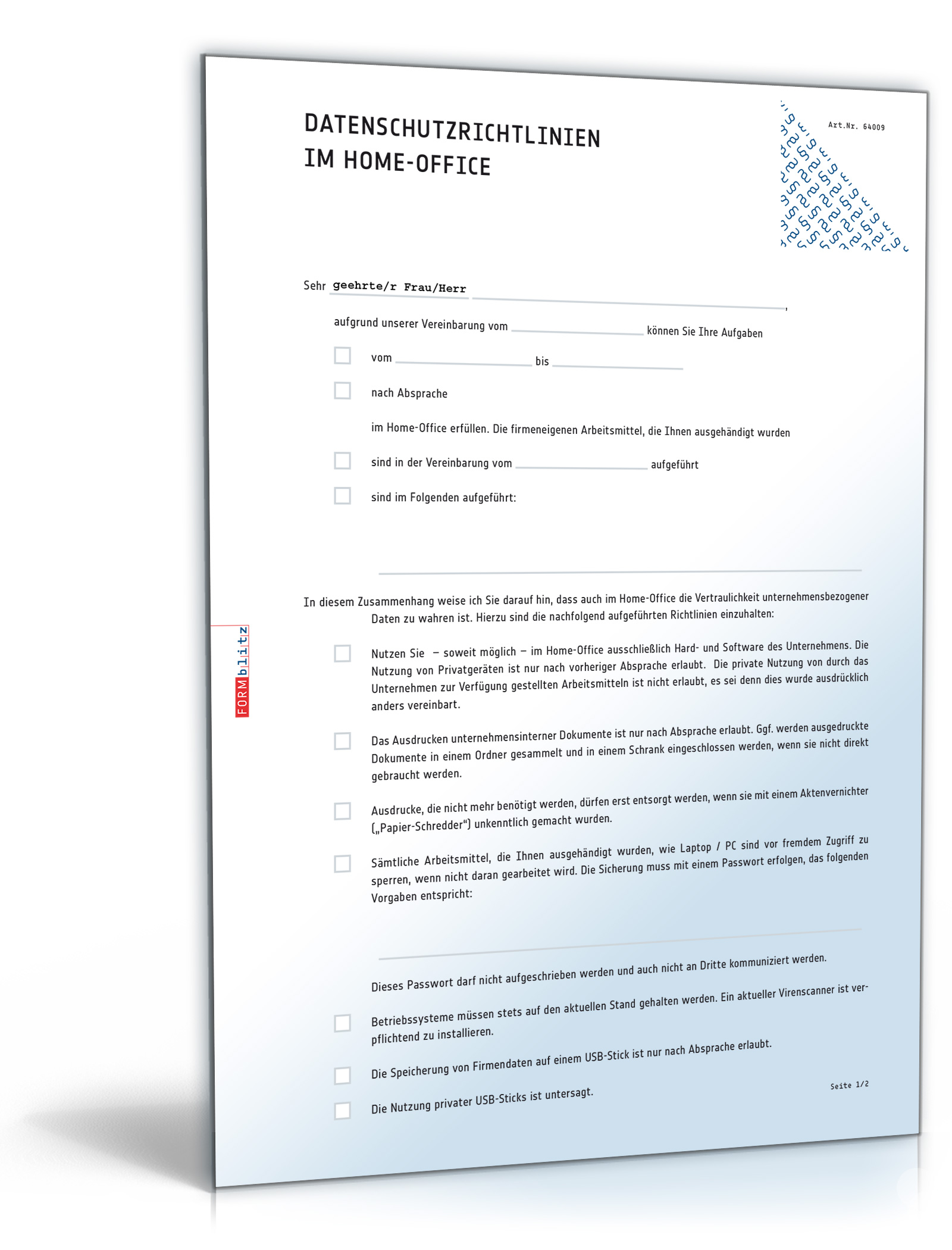 Datenschutzvereinbarung Homeoffice PDF