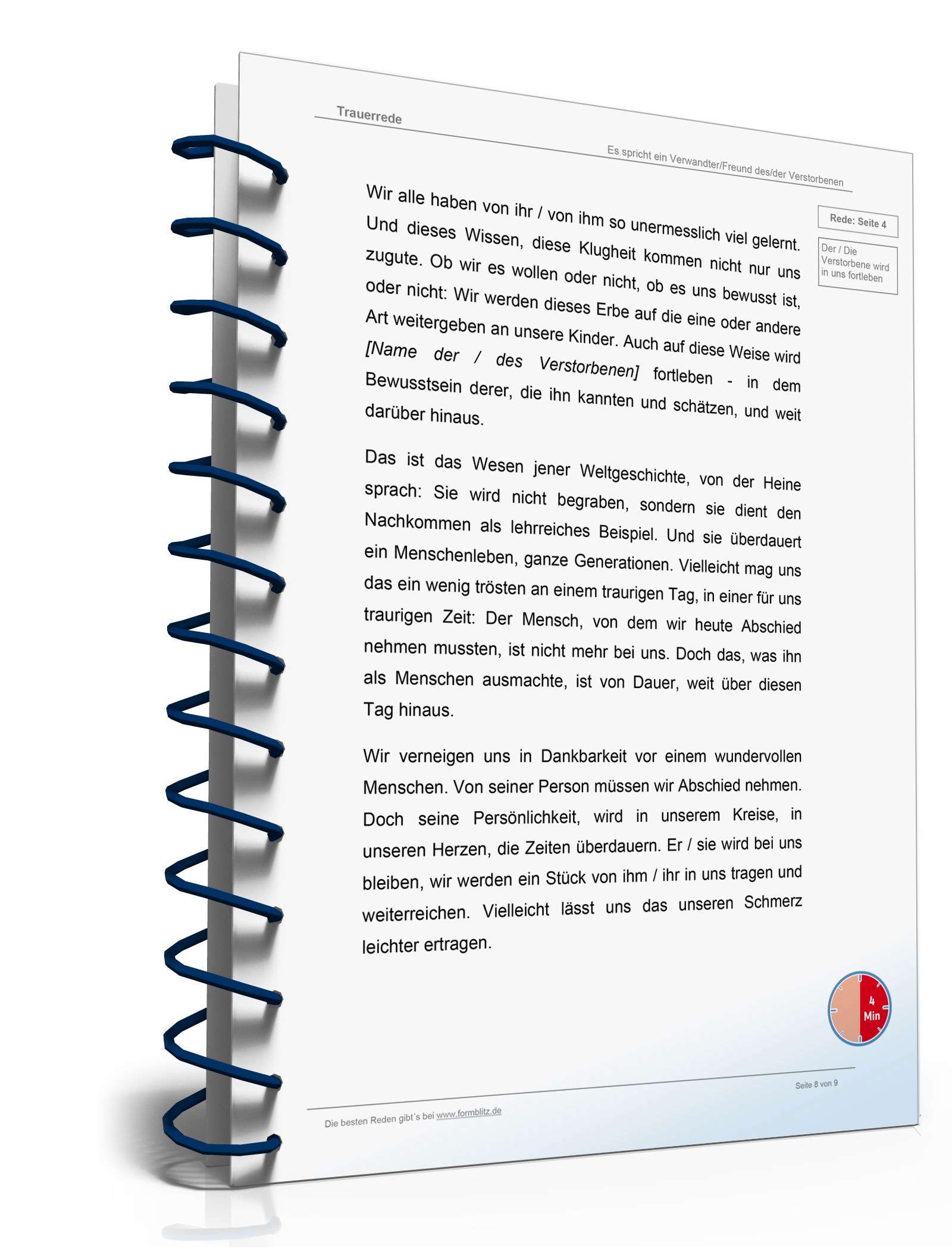 Trauerrede mit Leitmotiv: Jeder Mensch ist eine Weltgeschichte Word. Seite: 8