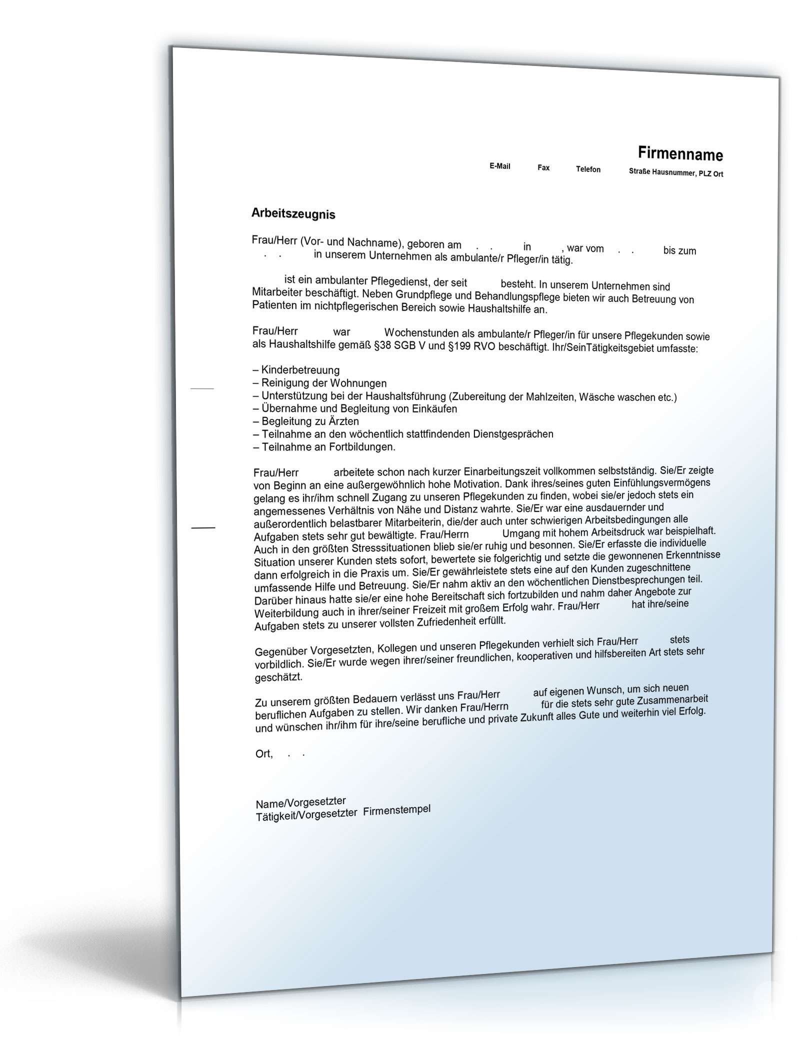 Arbeitszeugnis Haushaltshilfe  Excel. Seite: 4