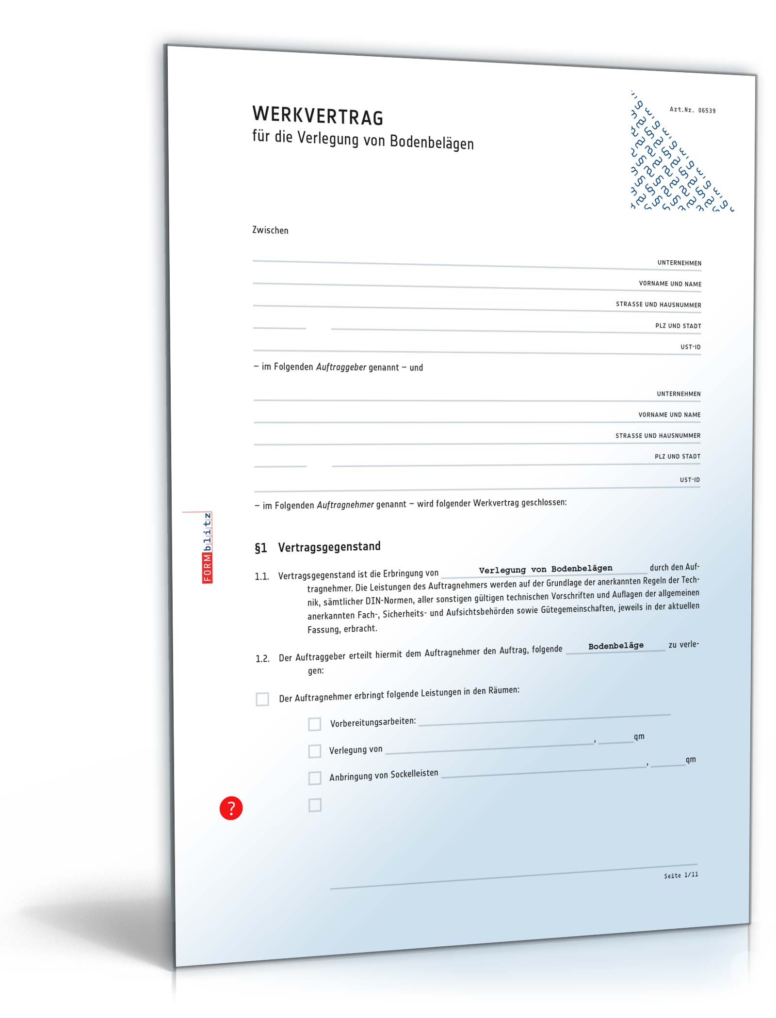 Werkvertrag Verlegung von Bodenbelägen PDF