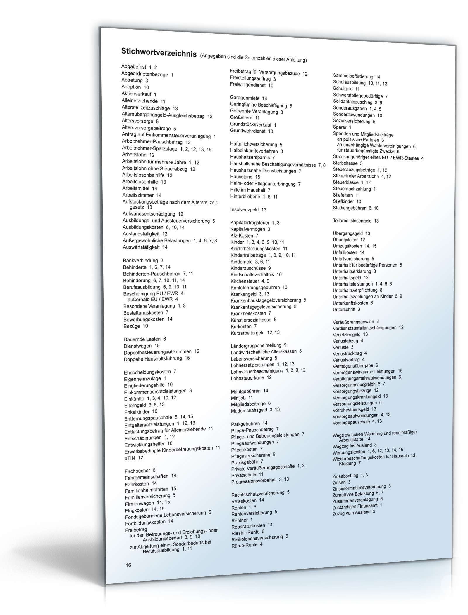 Anleitung Einkommensteuererklärung 2008 PDF. Seite: 16