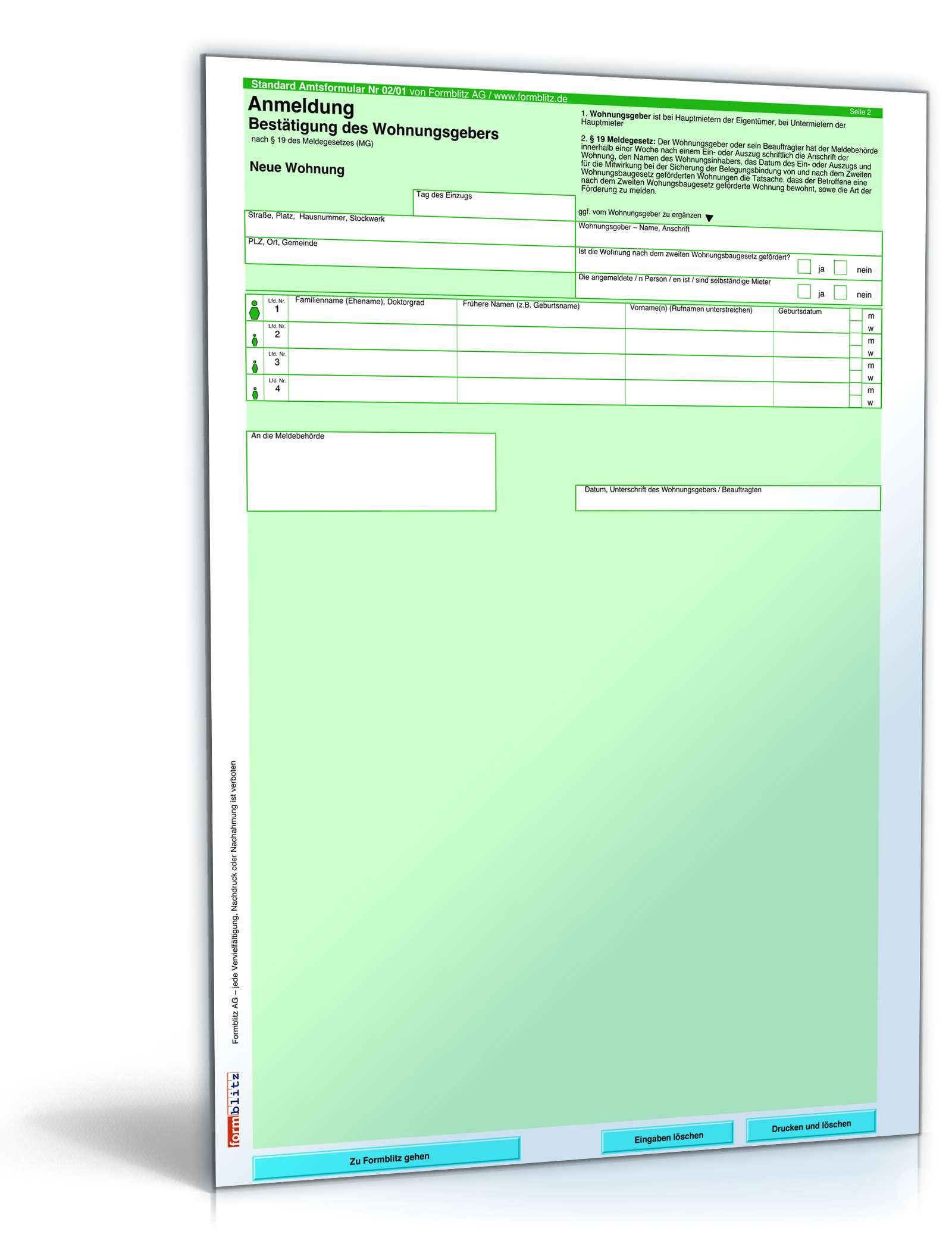 Anmeldung bei der Meldebehörde PDF