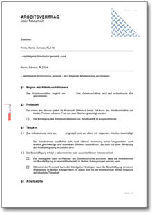Arbeitsvertrag Homeoffice Muster Word