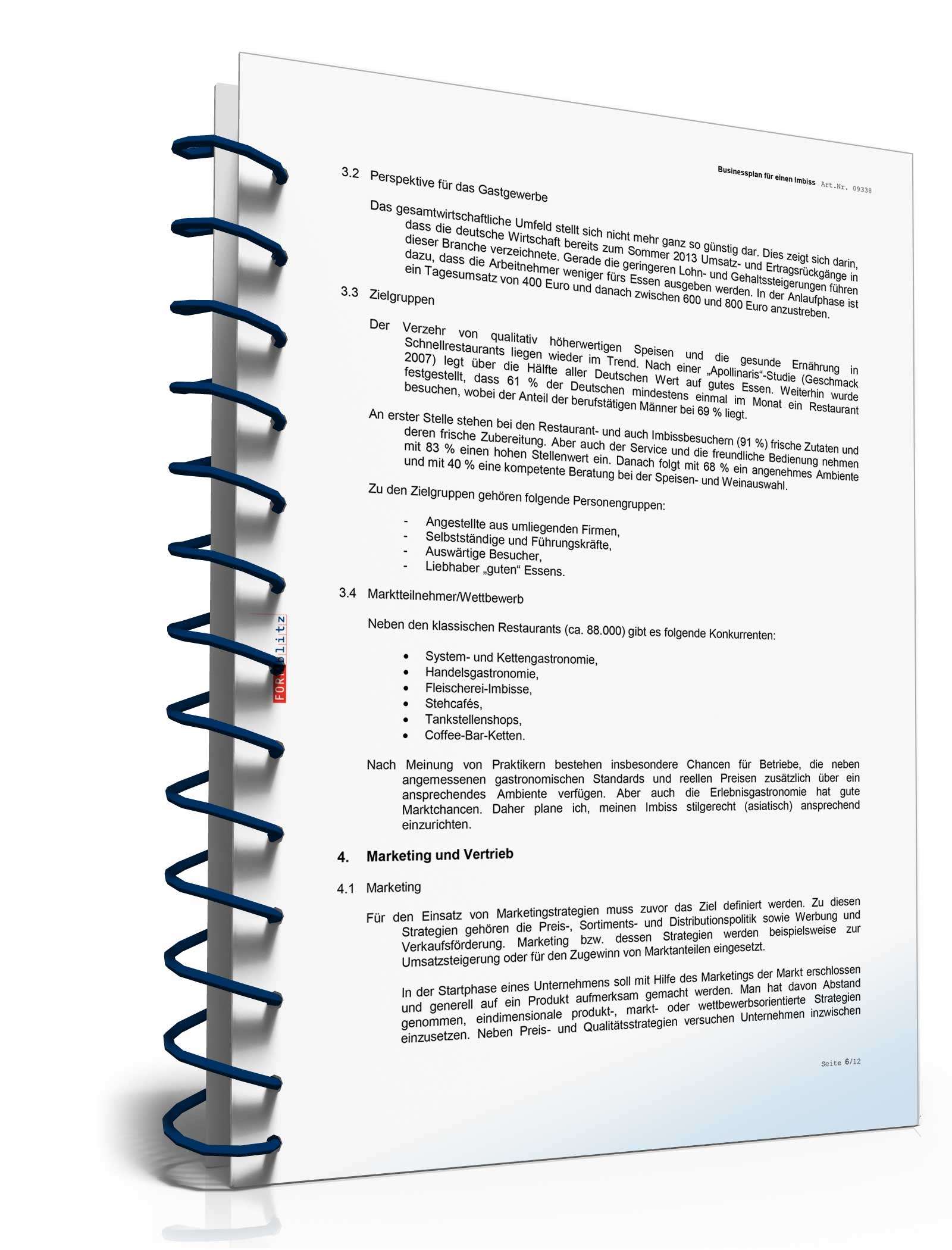 Businessplan Imbiss Excel. Seite: 9