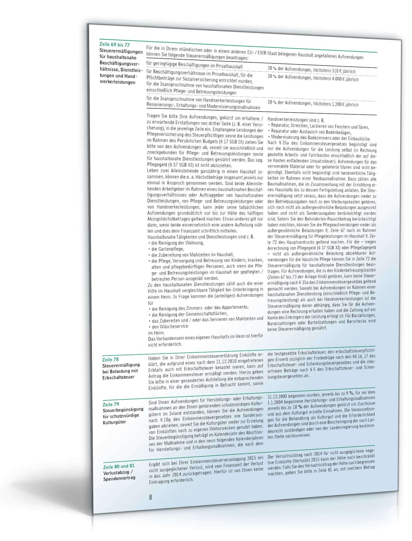 Anleitung zur Einkommensteuererklärung 2015 PDF. Seite: 8